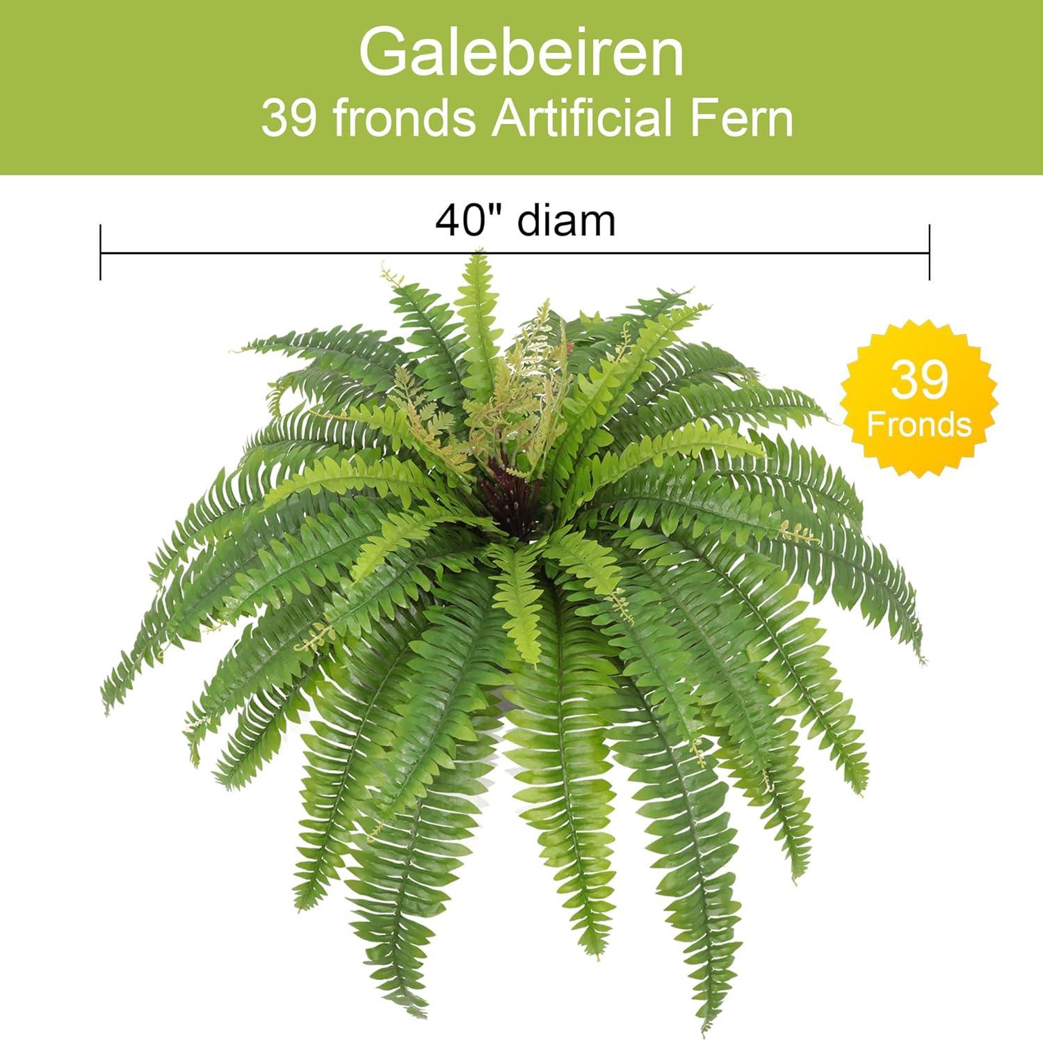 Large UV Resistant Outdoor Faux Fern with 39 Fronds