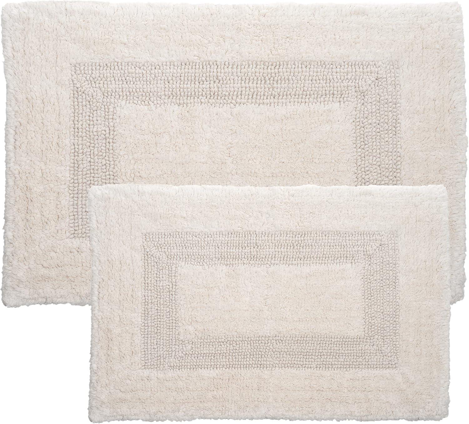 Lavish Home 2-pc Cotton Bath Mat Set - Machine Washable for Bathroom, Kitchen, or Laundry Room