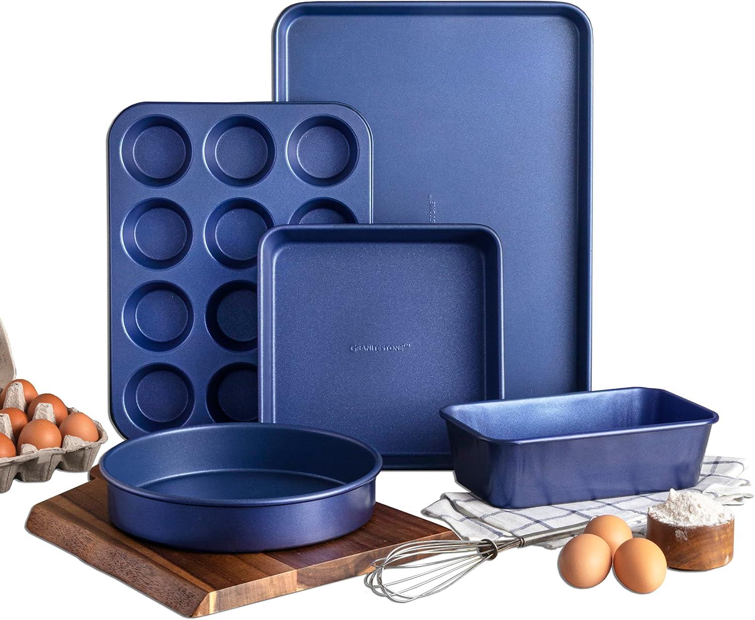 Granitestone Blue 5 Piece Nonstick Bakeware Set, Dishwasher Safe