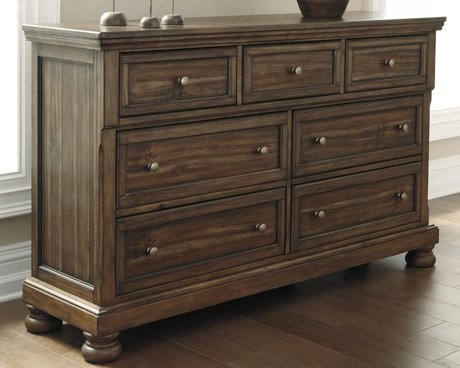 Ashley Furniture Flynnter 7 Drawer Dresser in Medium Brown