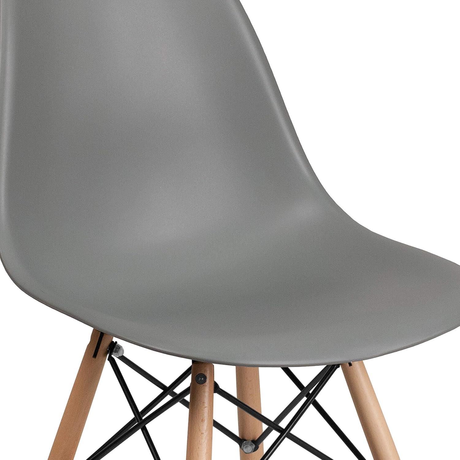 Flash Furniture Elon Series Plastic Chair with Wooden Legs for Versatile Kitchen, Dining Room, Living Room, Library or Desk Use