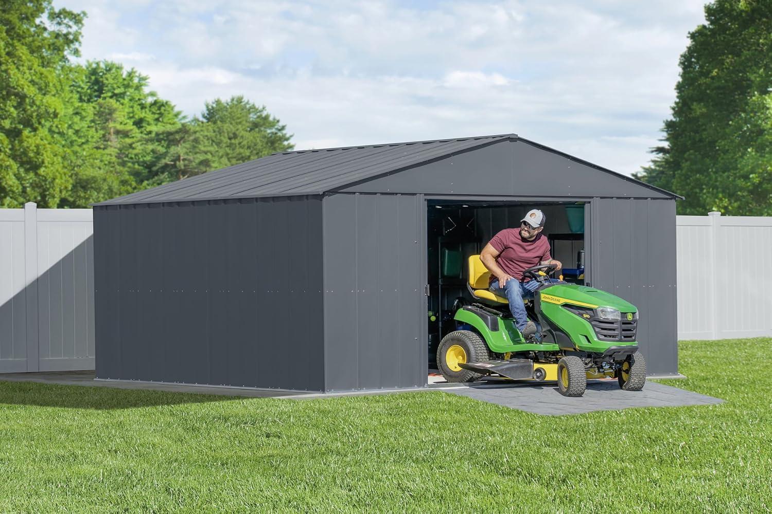 Charcoal Gray 14' x 12' Steel Storage Shed