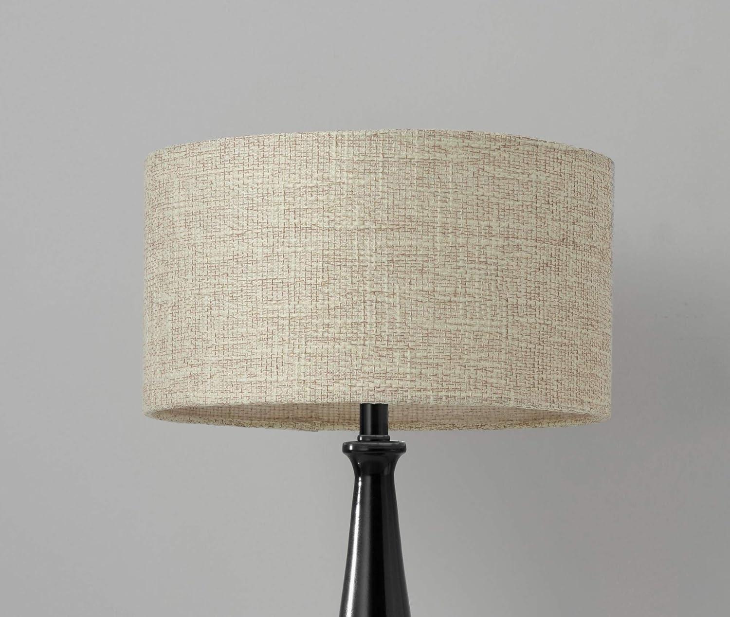 Black Tapered Metal Table Lamp with Cream Shade