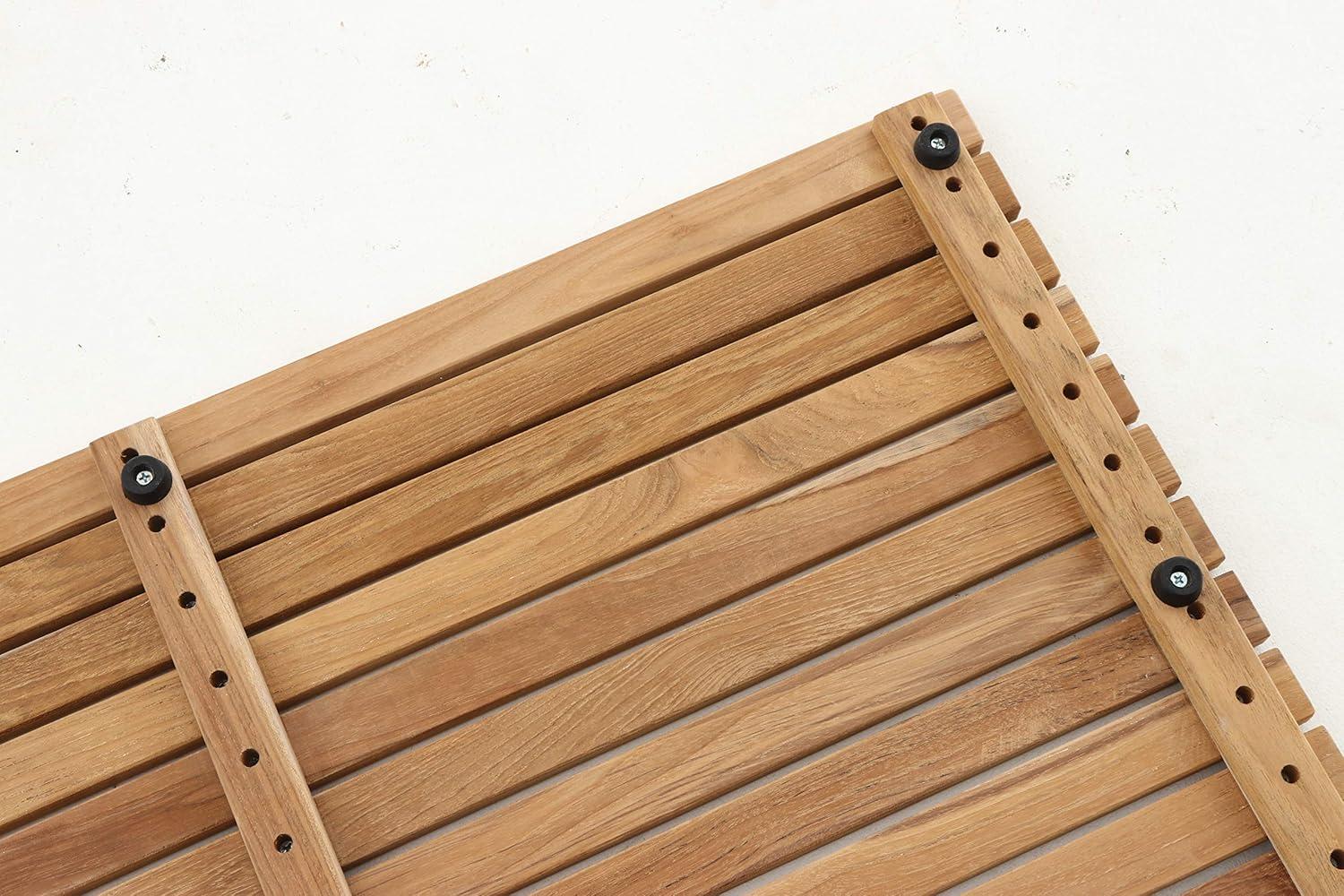 Nordic Teak 31.4" x 19.6" Natural Shower and Bath Mat - Beige