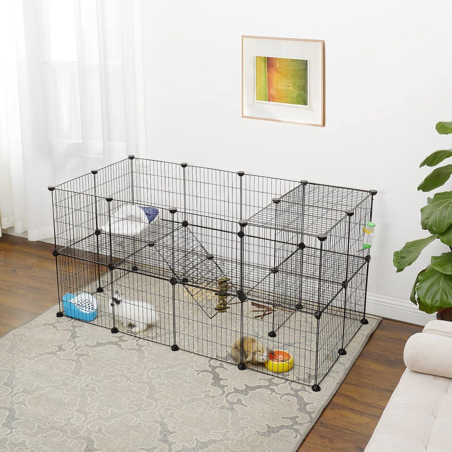 Pet Playpen Includes Cable Ties, Indoor Use, Black