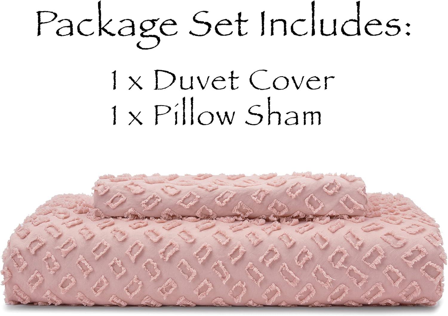 Chanasya Clipped Tufted Textured Boho Duvet Cover Set - 2-Piece Set - Mauve, Twin Size