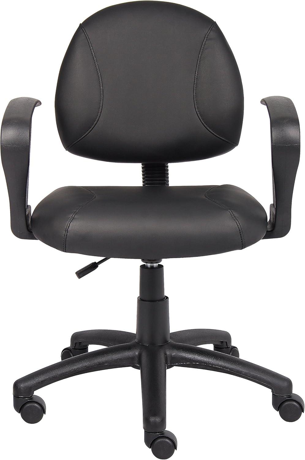 Black LeatherPlus Ergonomic Task Chair with Fixed Arms