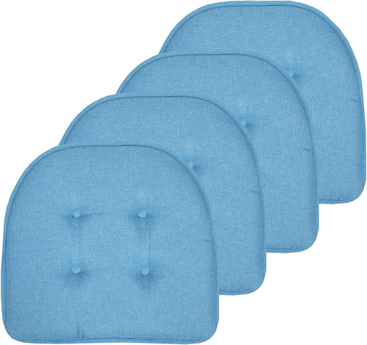 Turquoise Memory Foam U-Shaped Chair Cushions with Button Detail