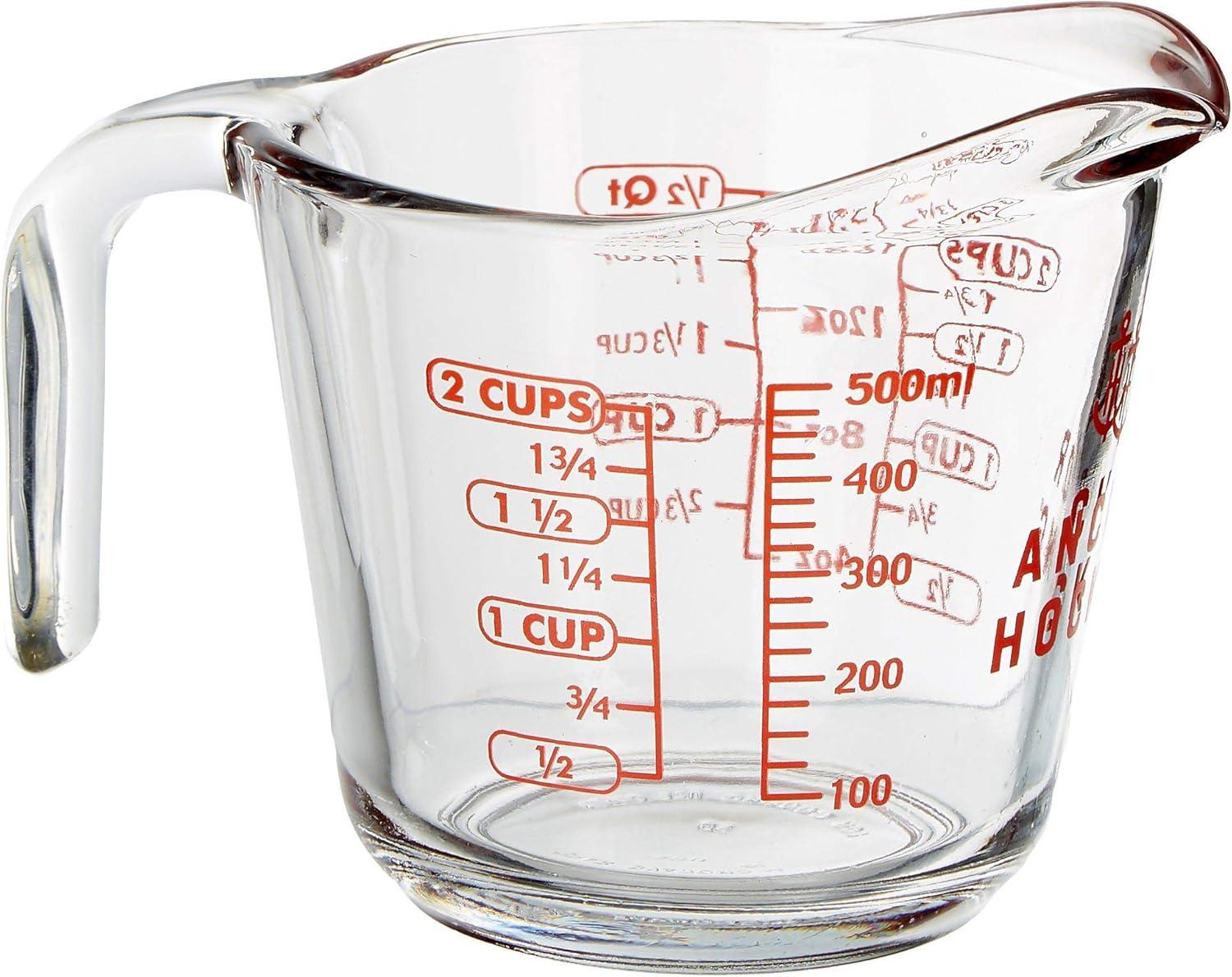 Anchor Hocking 16 Oz Clear Glass Measuring Cup with Red Markings