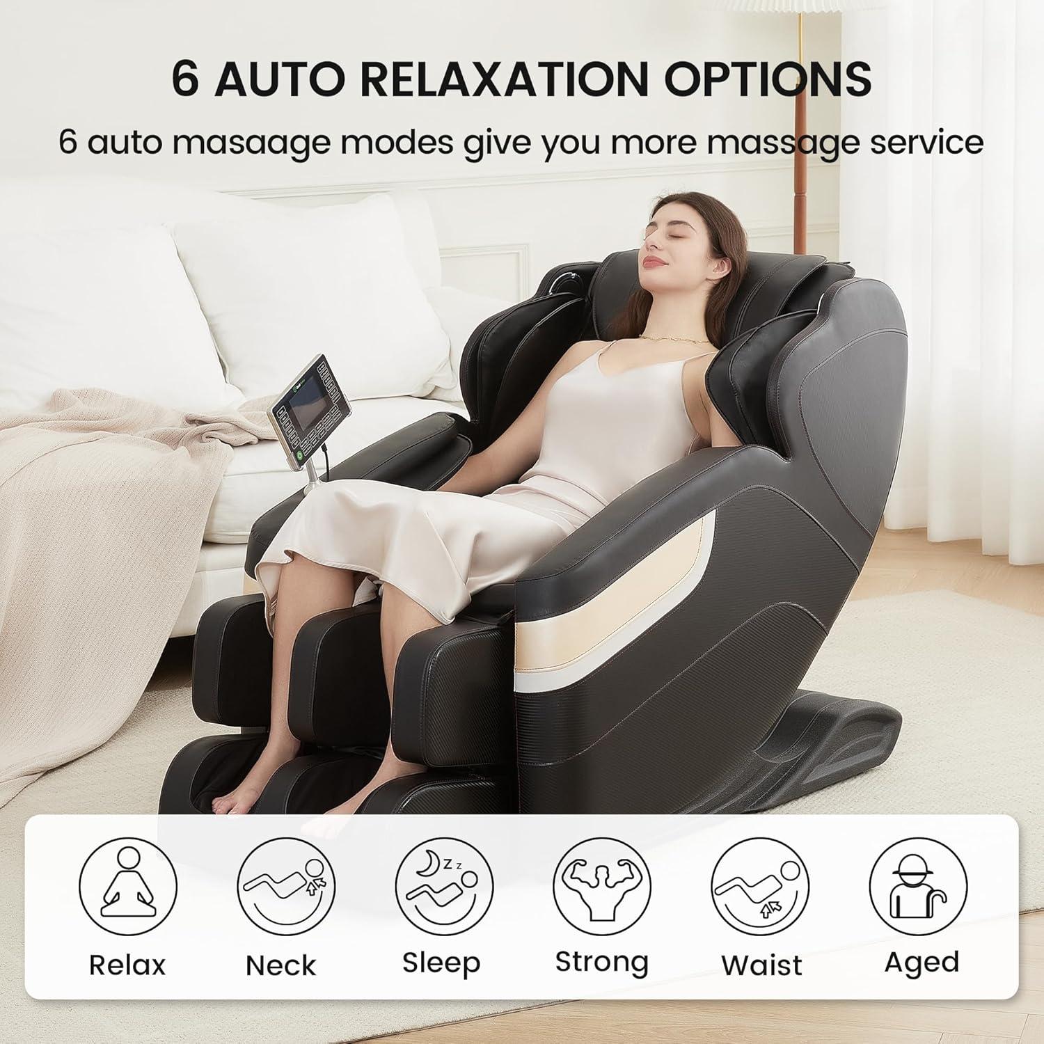 Black Faux Leather Full Body Massage Recliner with Heating