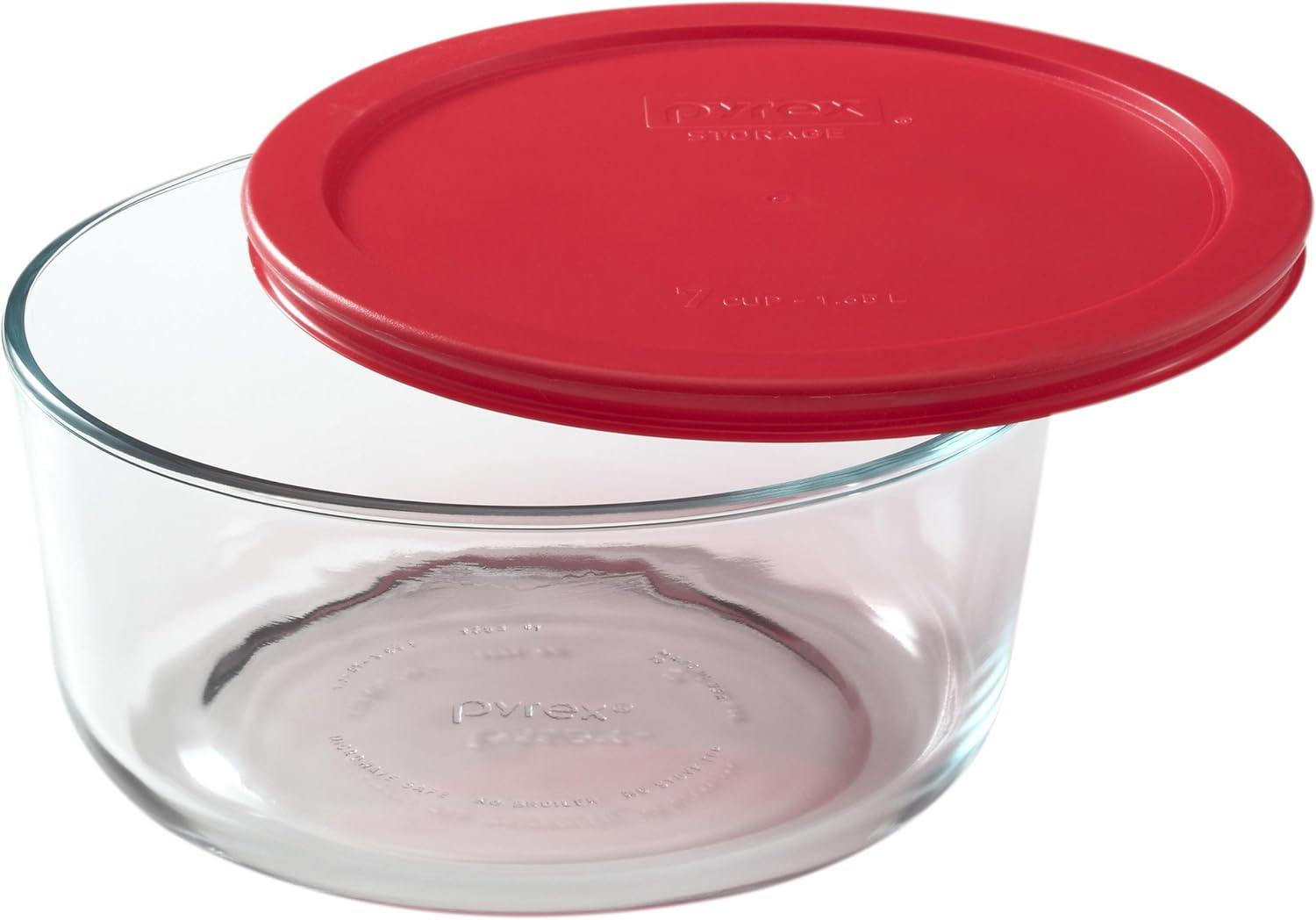 Pyrex Simply Store 7-cup Glass Food Storage Container with Red Lid