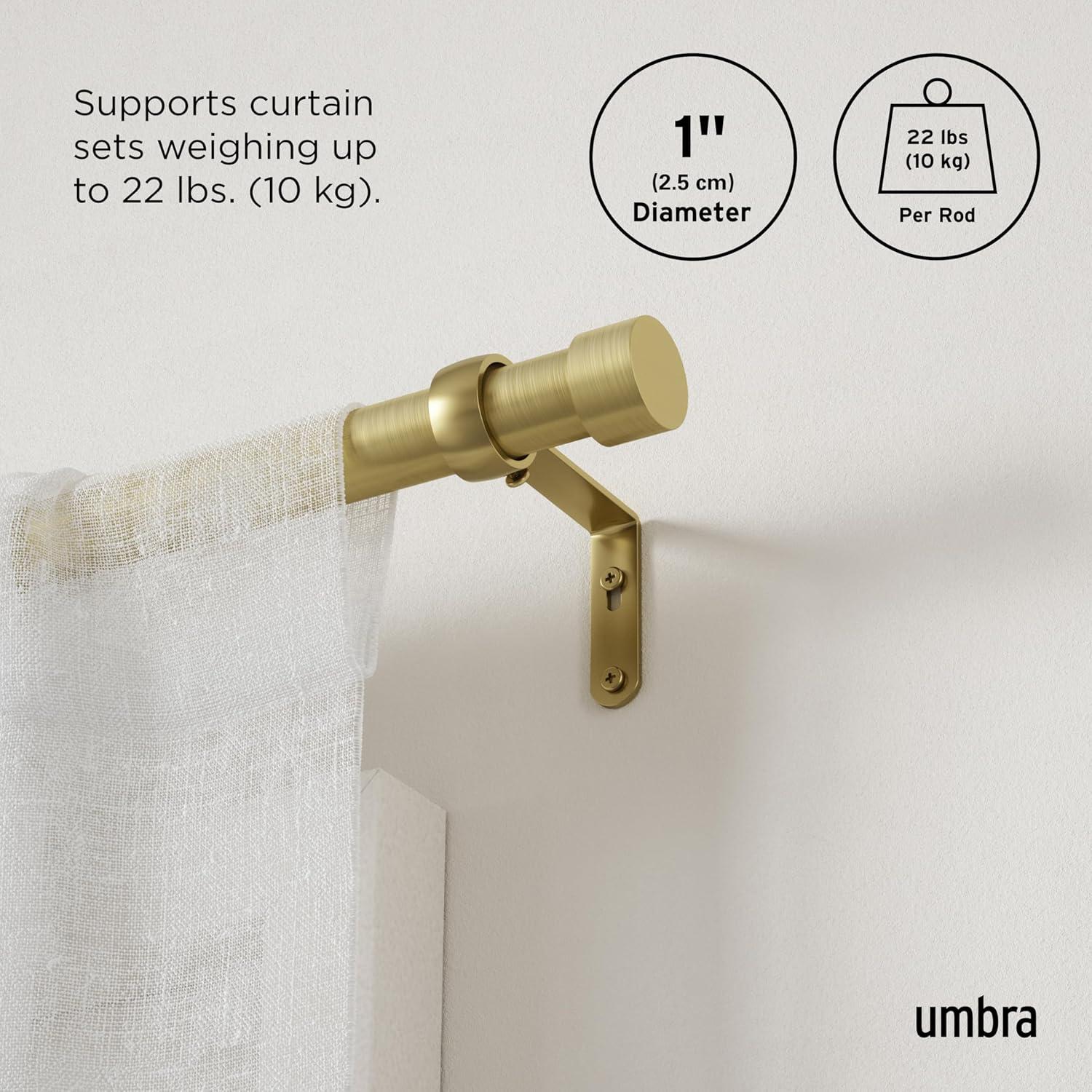 Gold Adjustable Single Curtain Rod with Finials and Brackets