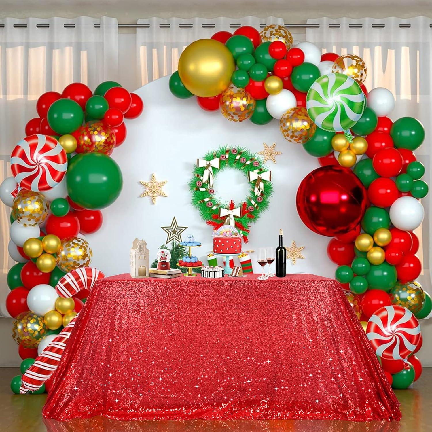 PartyDelight Sequin Tablecloth Red 48"x72"Sparkly Table Cloth Rectangular for Wedding Sweetheart Christmas