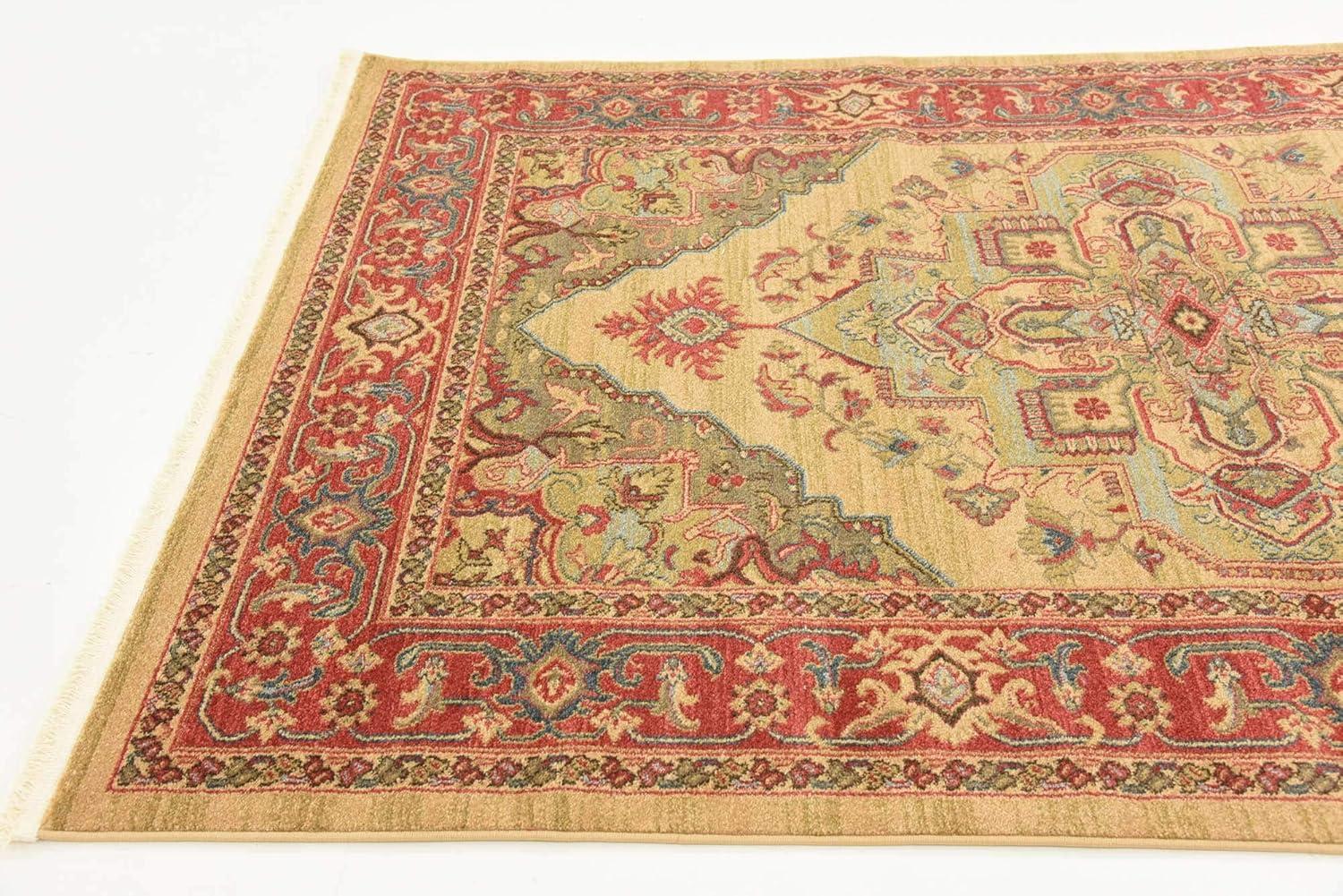 Sahand Persian-European Blend Area Rug - Tan & Light Blue, 5'1" x 8'