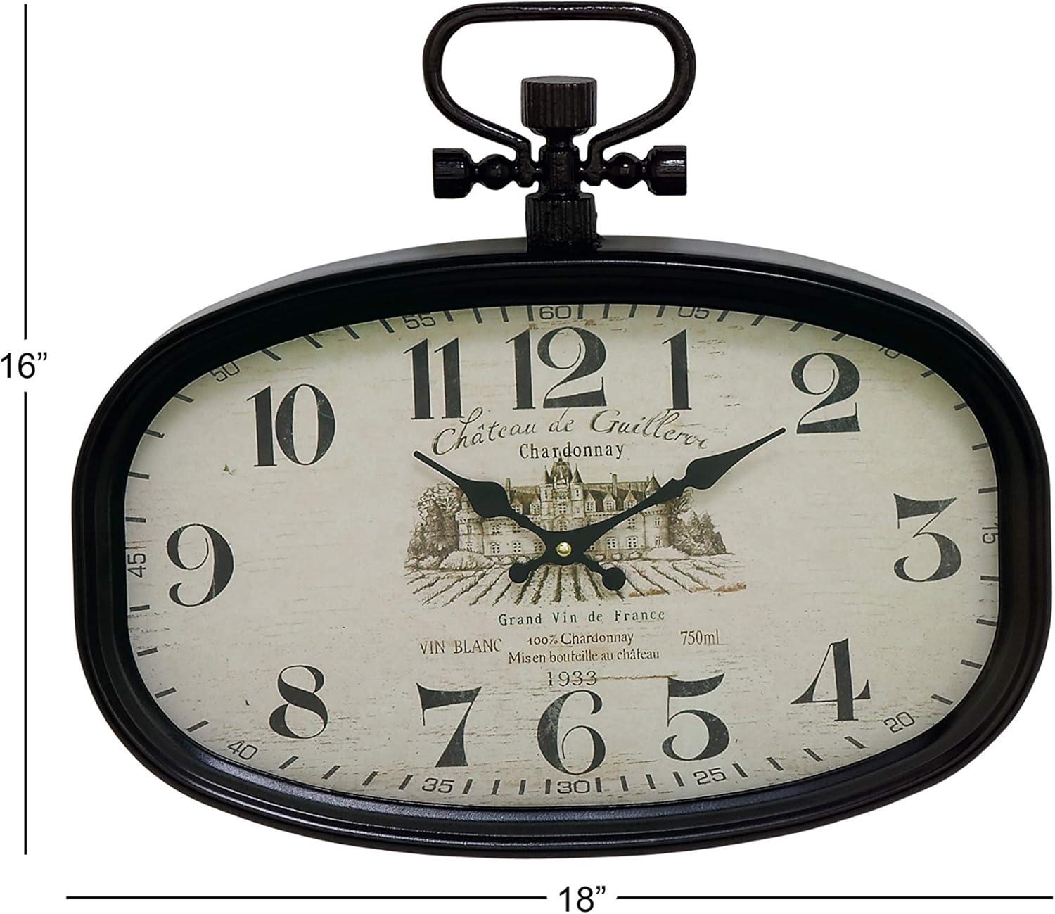 DecMode 18" x 16" White Metal Pocket Watch Style Wall Clock