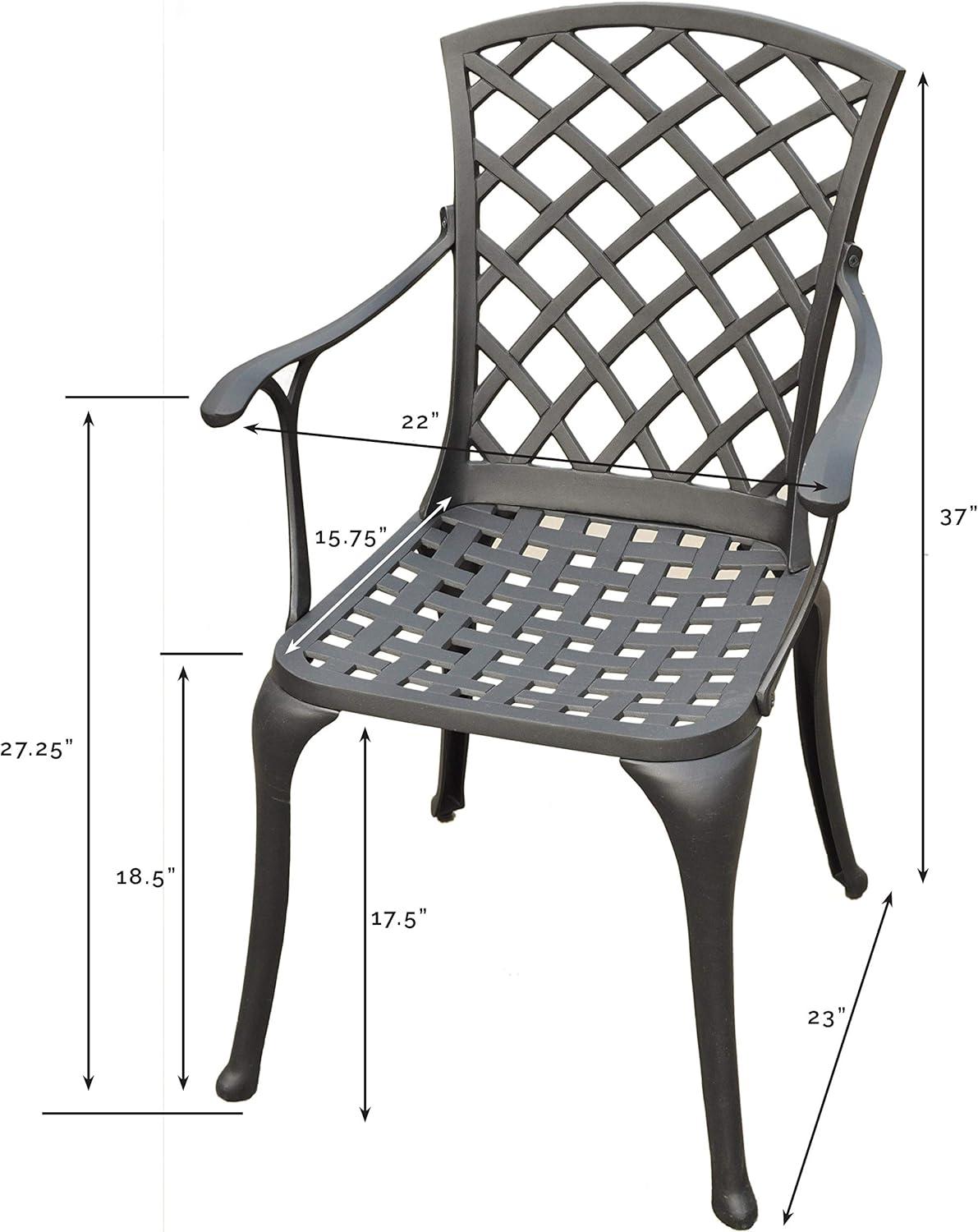 Black Aluminum Latticework Outdoor Accent Chair Set