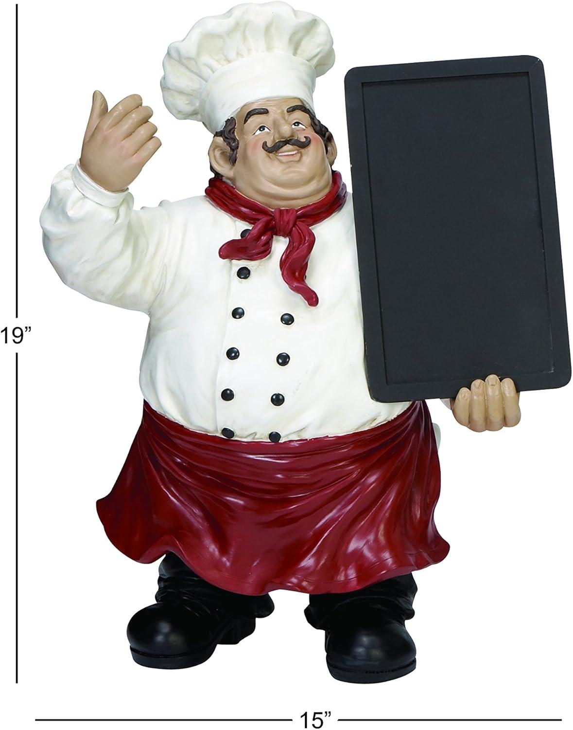 15" x 19" Multi Colored Polystone Chef Sculpture with Chalkboard, by DecMode