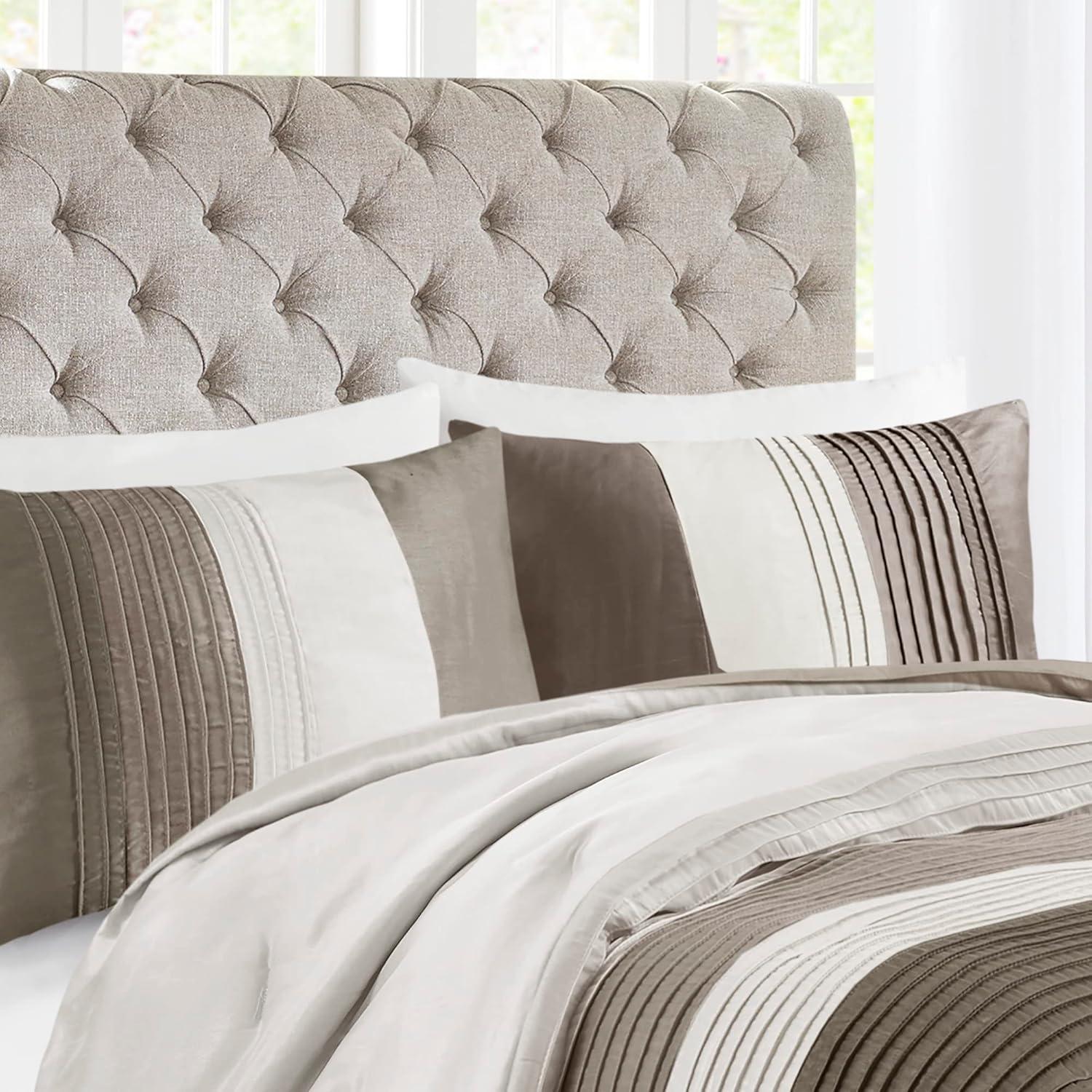 Madison Park Amherst 7 Piece Striped and Pleated Comforter Set