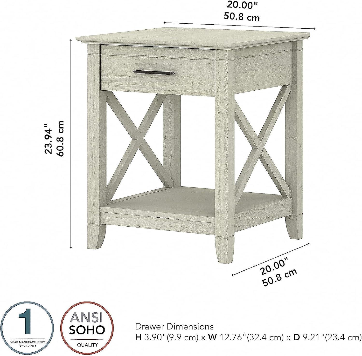 Bush Furniture Key West End Table, Linen White Oak