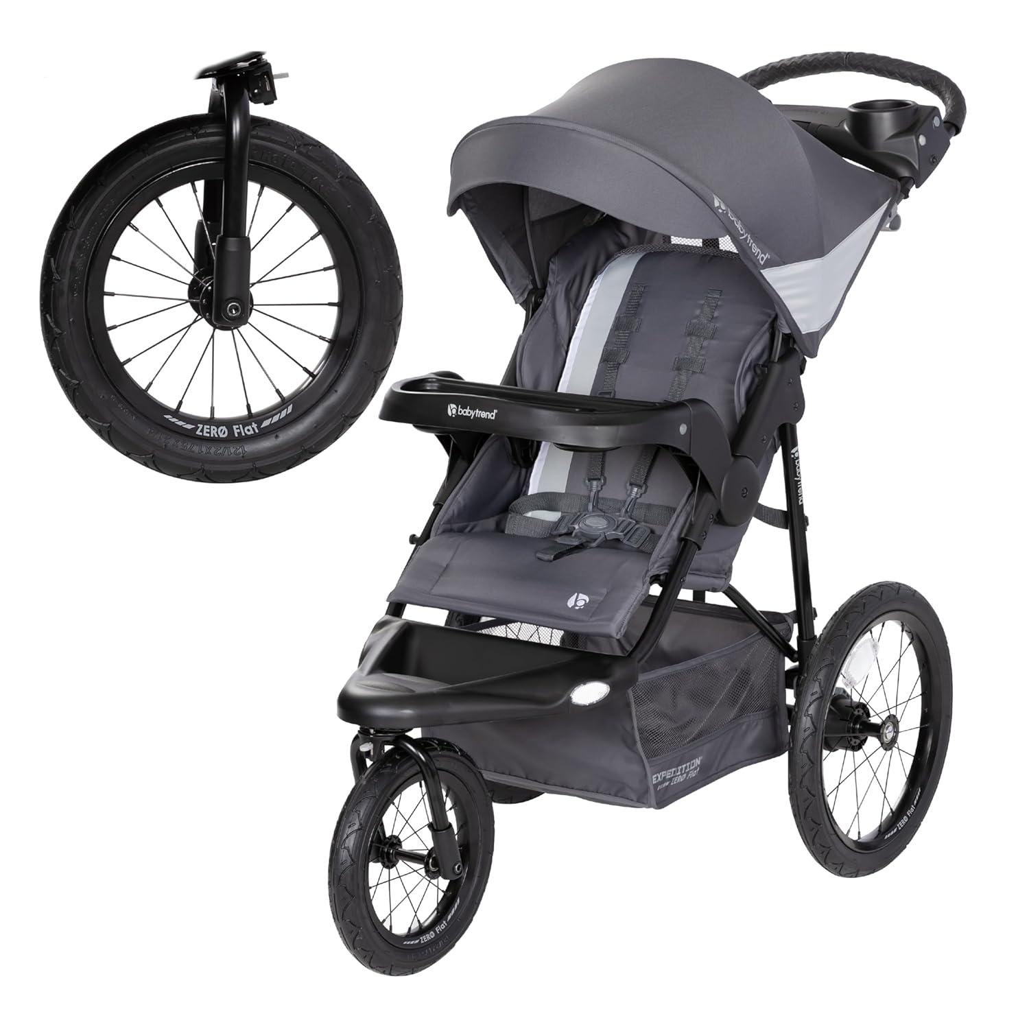Baby Trend Expedition Zero Flat Stroller Jogger with LED Safety Lights - Dash Gray