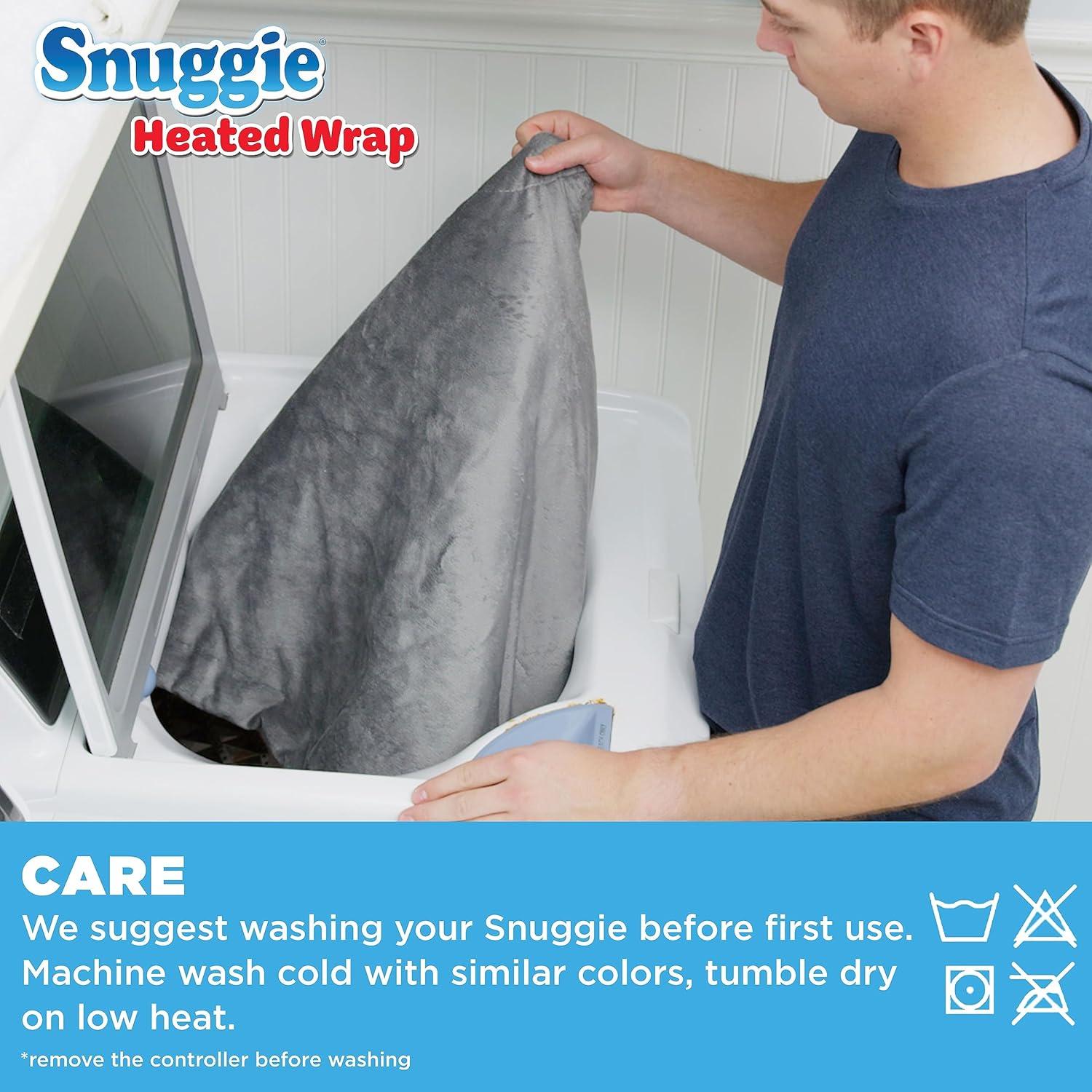 Snuggie Heated Wrap - Wearable Heated Electric Blanket with 4 Heat Settings, Auto Off, 50" x 60" Machine Washable, Warm, Cozy, Super Soft Sherpa, Functional Shawl for Adults- Grey