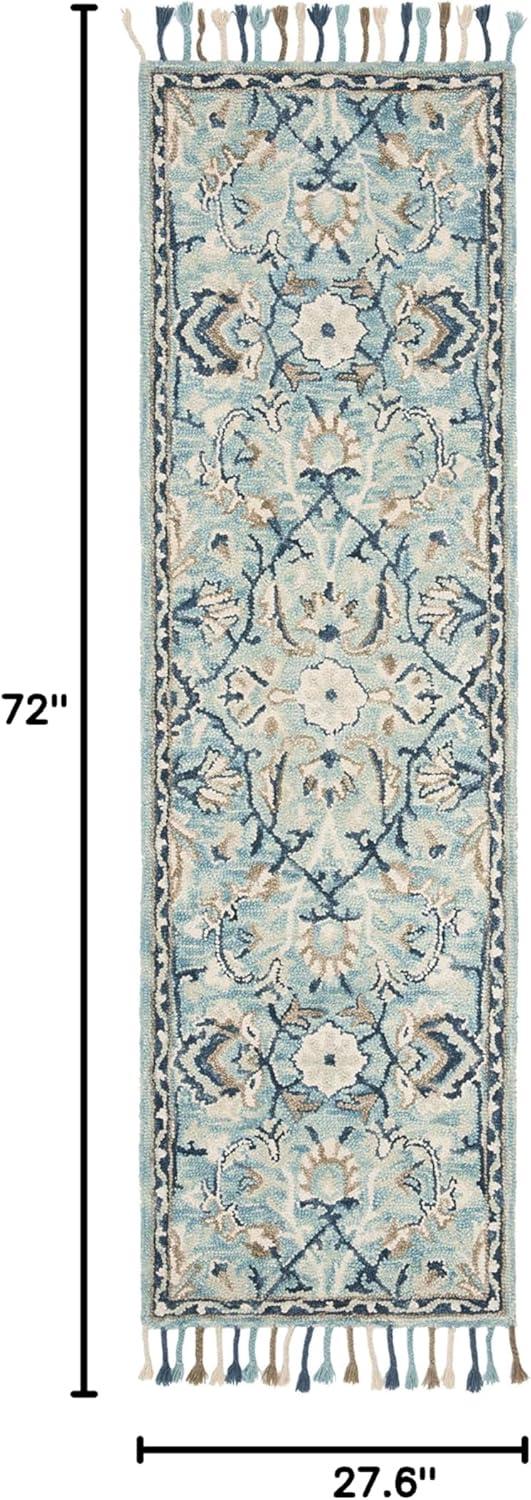 Blossom BLM457 Hand Tufted Runner Rug - Blue/Ivory - 2'3"x6' - Safavieh.