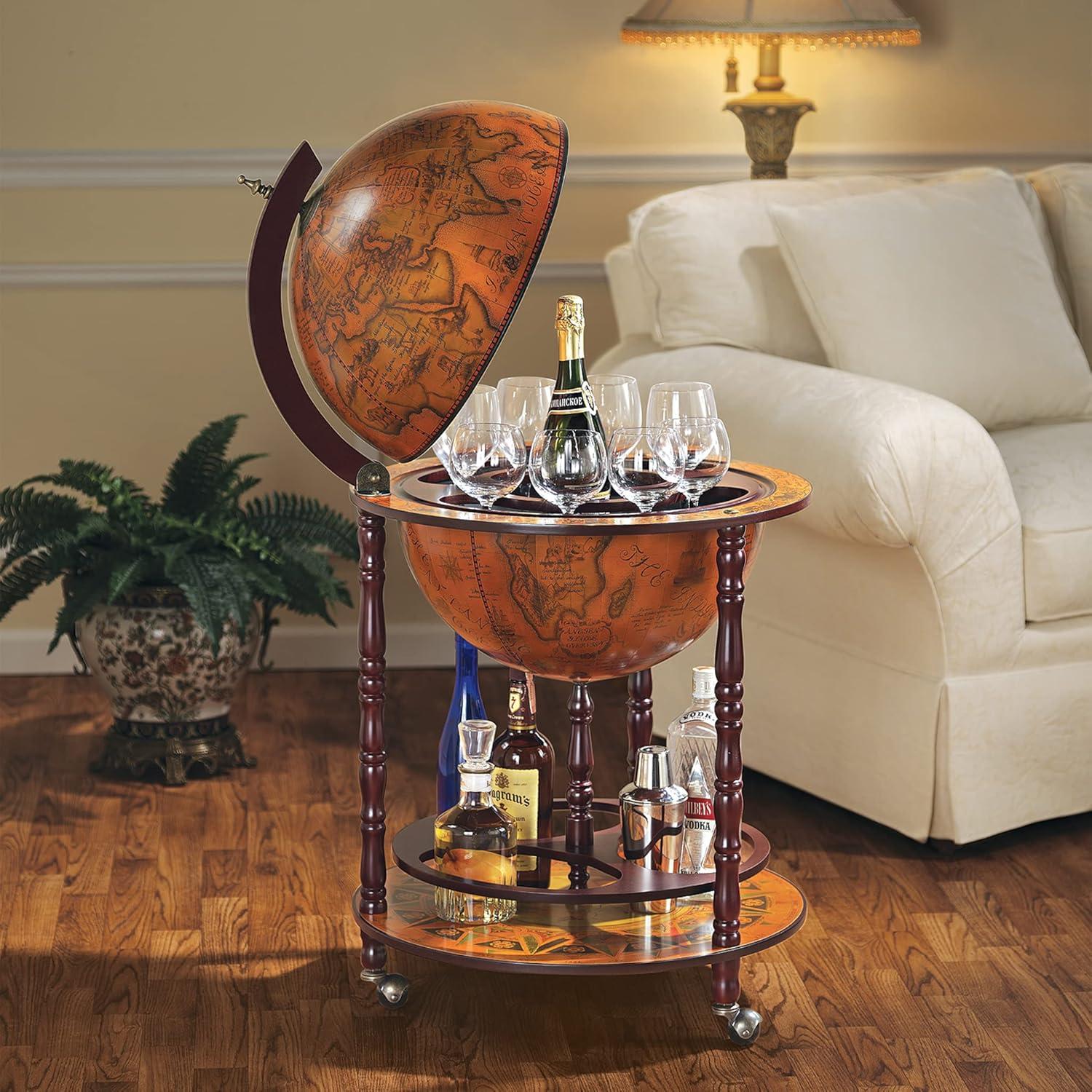 Sixteenth-Century Italian Replica Mahogany Globe Bar