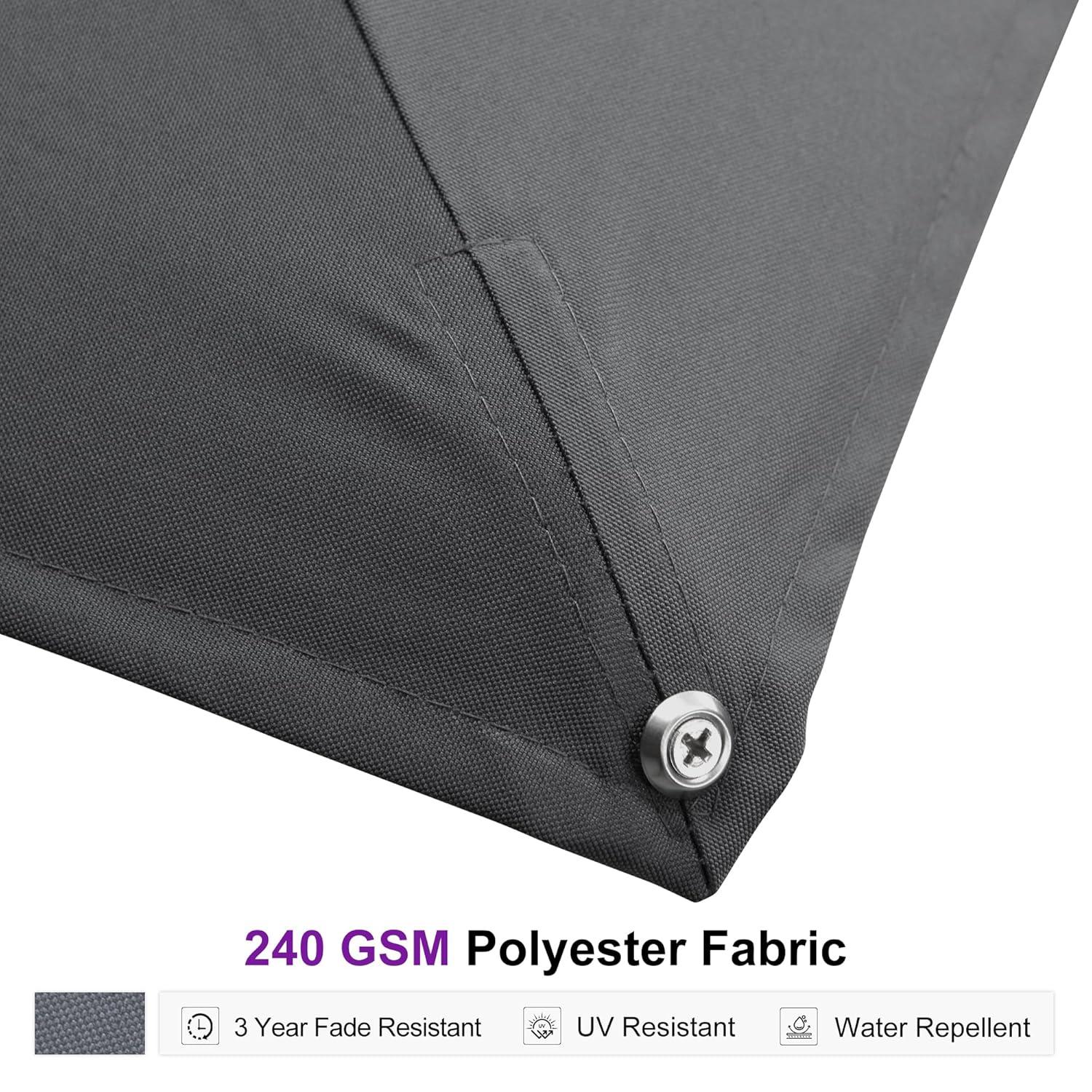 PURPLE LEAF 11 FT Square Patio Umbrella Large Cantilever Outdoor Aluminum Offset Umbrella with 360-degree Rotation for Garden Deck Backyard Pool, Grey