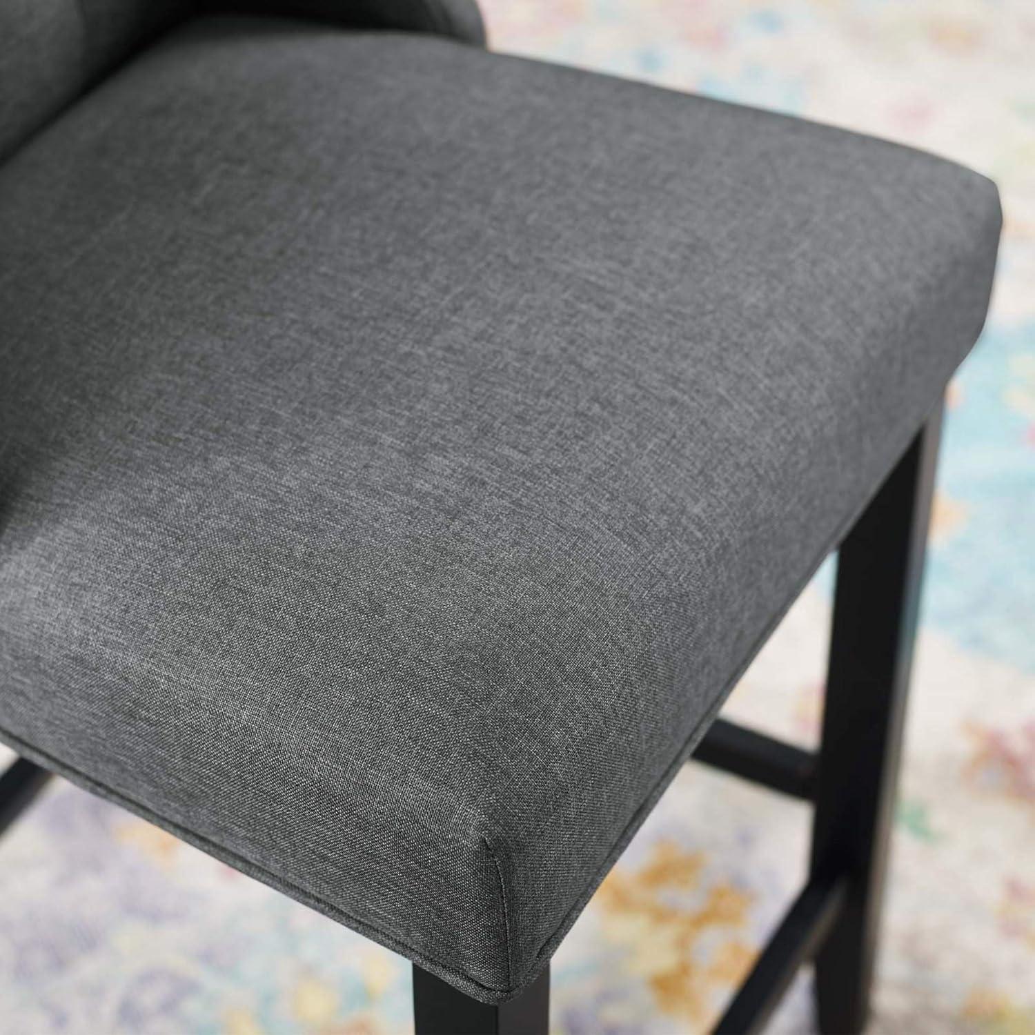 Luxurious Gray Tufted Button Upholstered Fabric Counter Stool