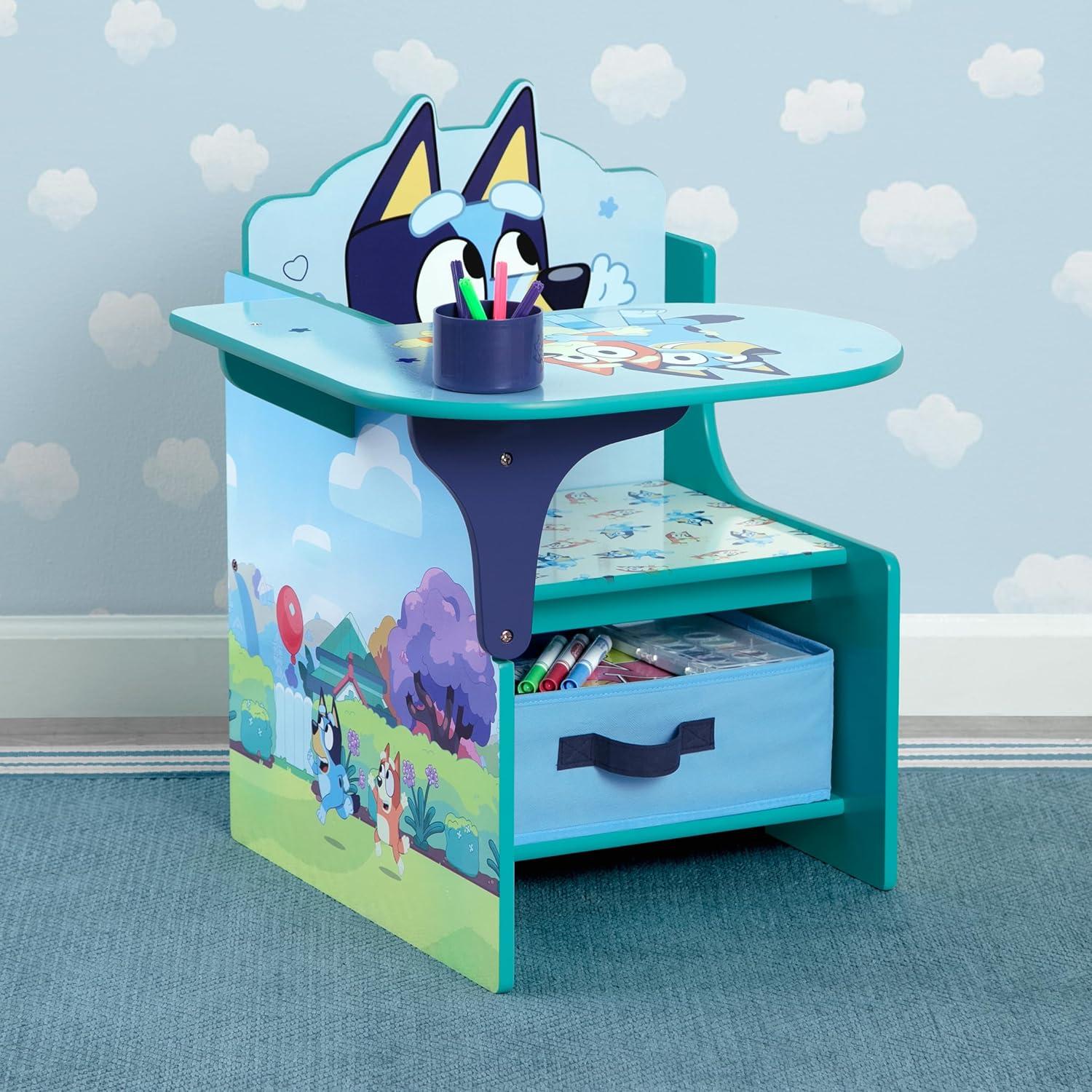 Bluey Kids Chair Desk with Storage Bin and Cup Holder