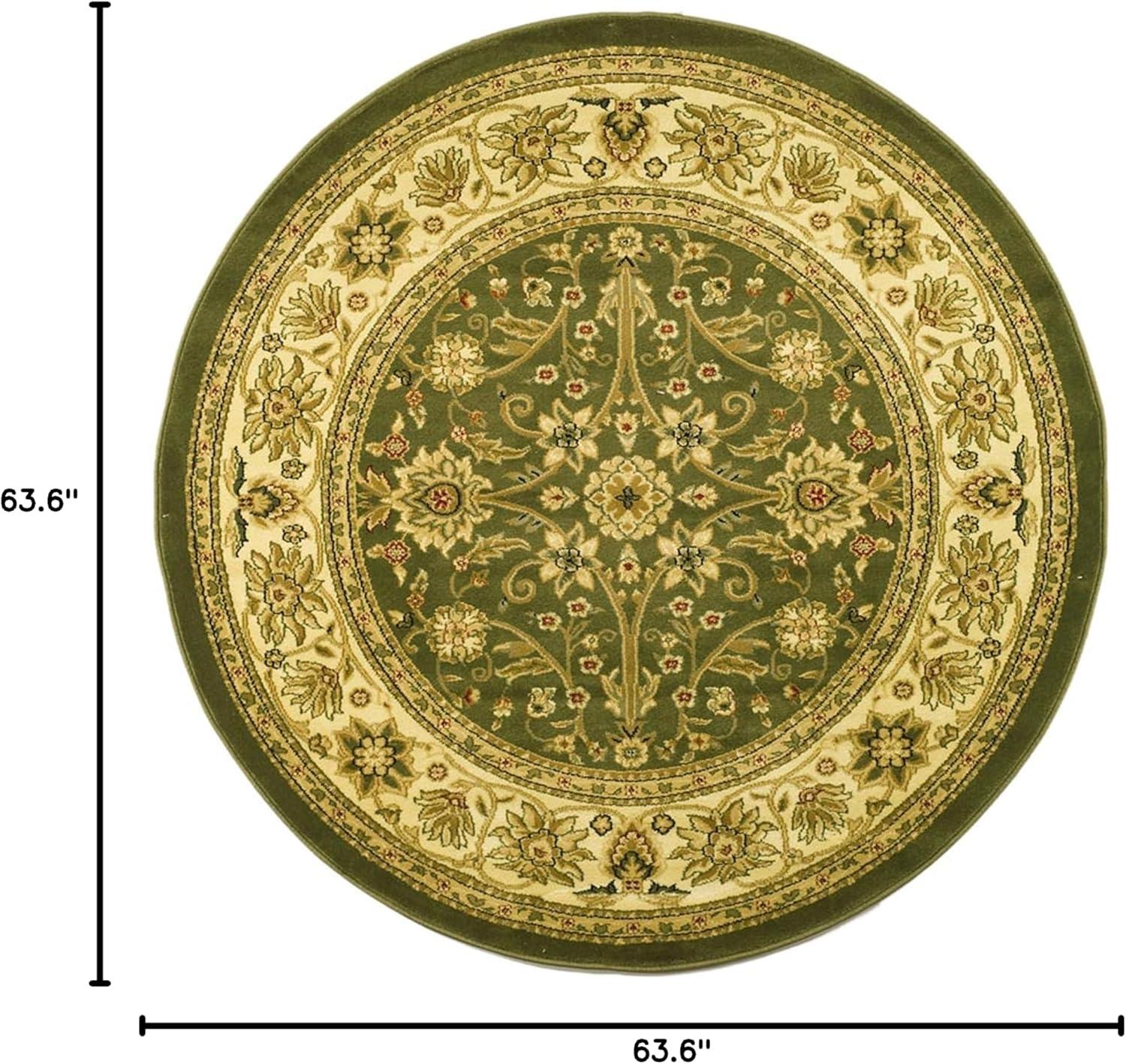 Lyndhurst LNH212 Power Loomed Area Rug - Sage/Ivory - 5'3" round - Safavieh.