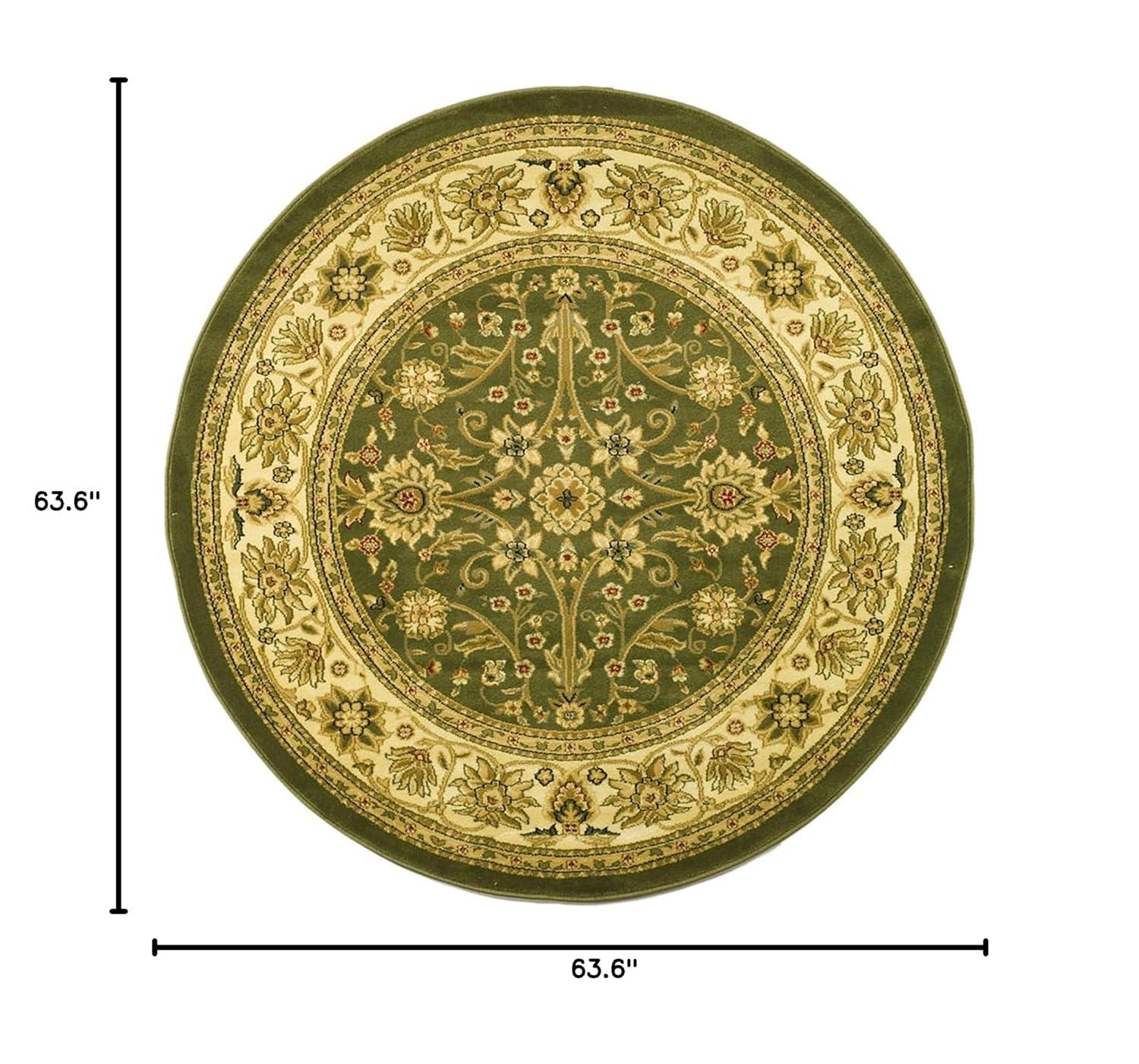 Lyndhurst LNH212 Power Loomed Area Rug - Sage/Ivory - 5'3" round - Safavieh.