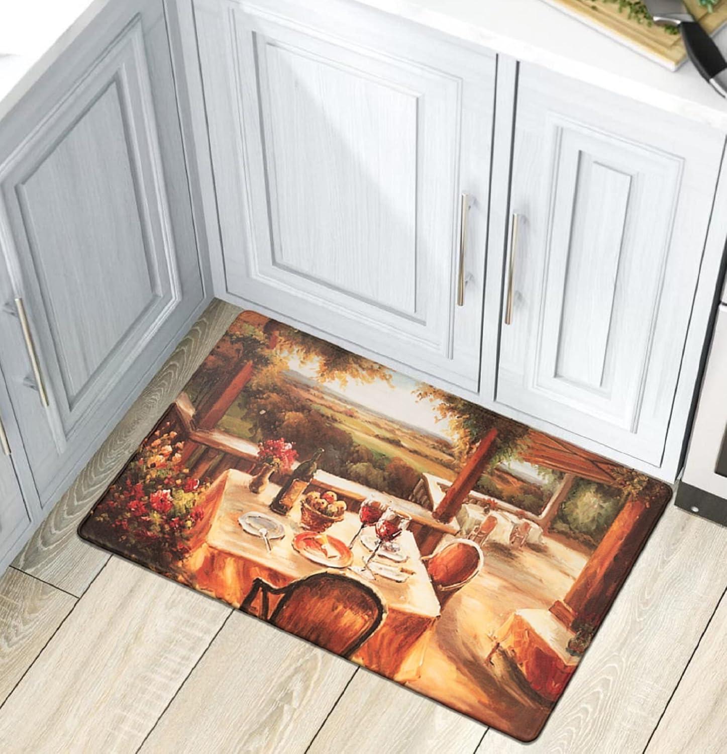 World Rug Gallery Village Restaurant Scenery Anti-fatigue Kitchen Mat