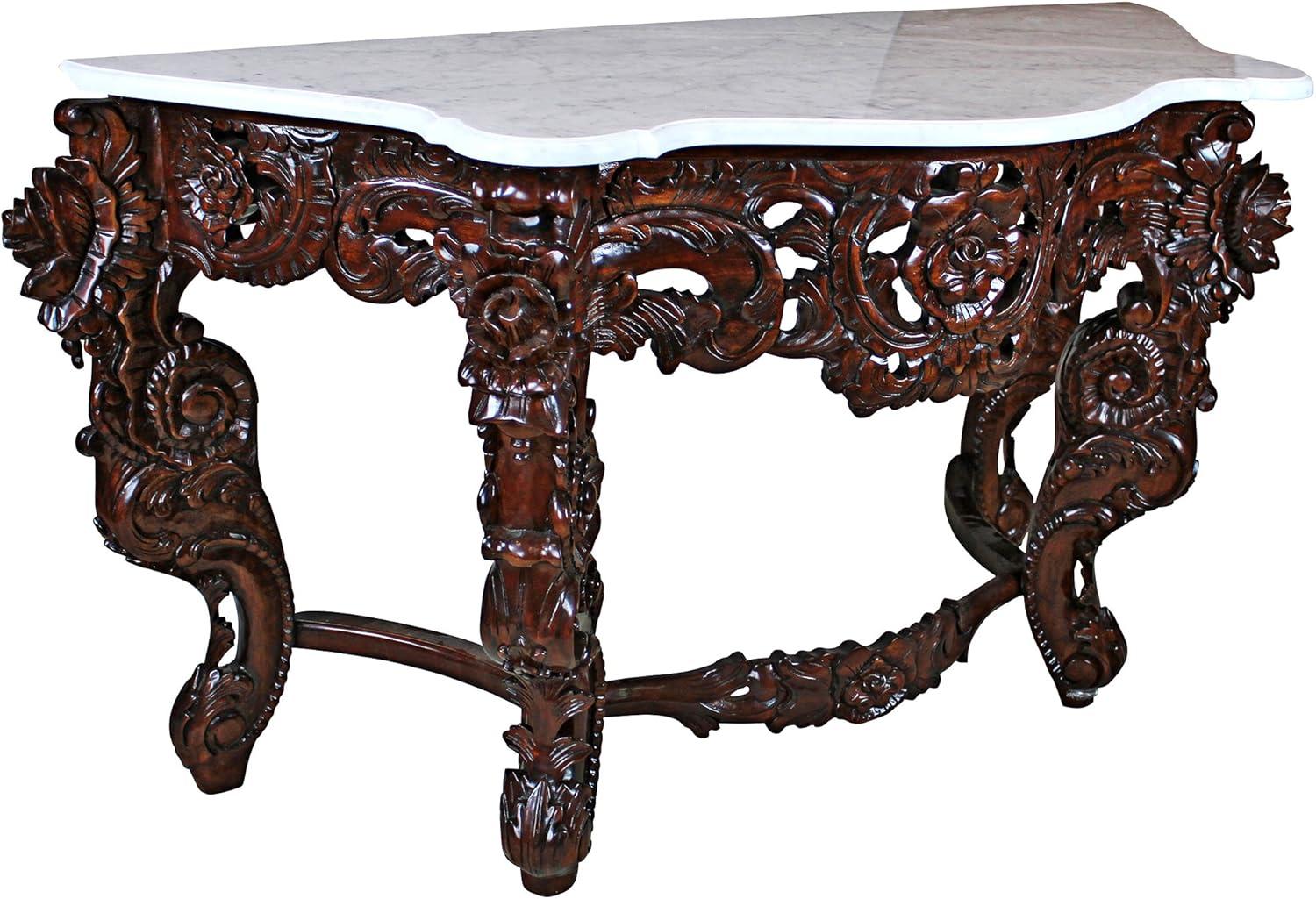 Viennese Salon Inspired 54'' Mahogany Console Table with Marble Top