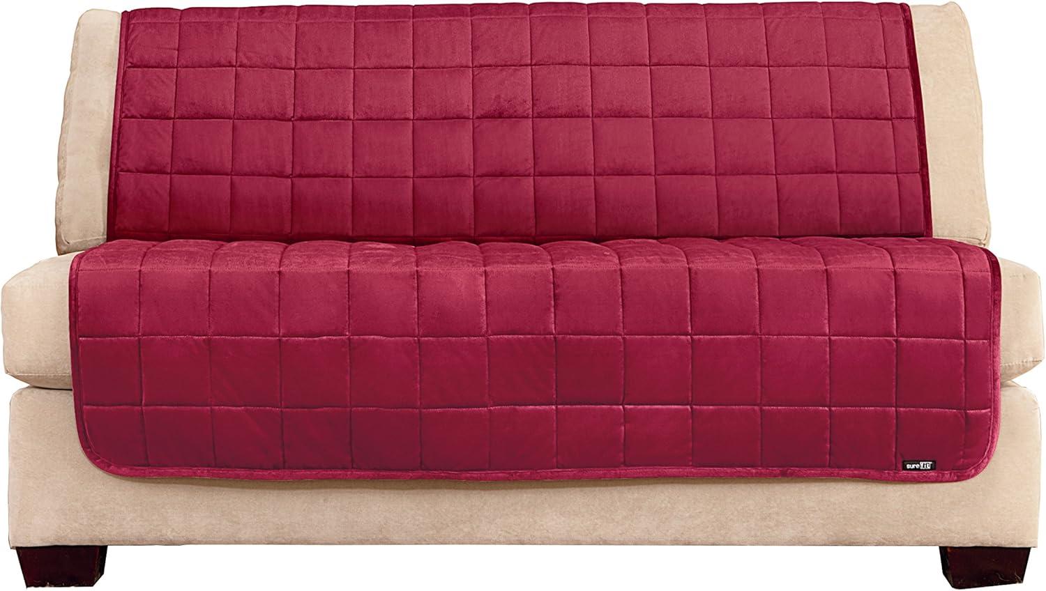 Deluxe Pet Armless Sofa Furniture Cover Ivory - Sure Fit: Machine Washable, Faux Suede Protector