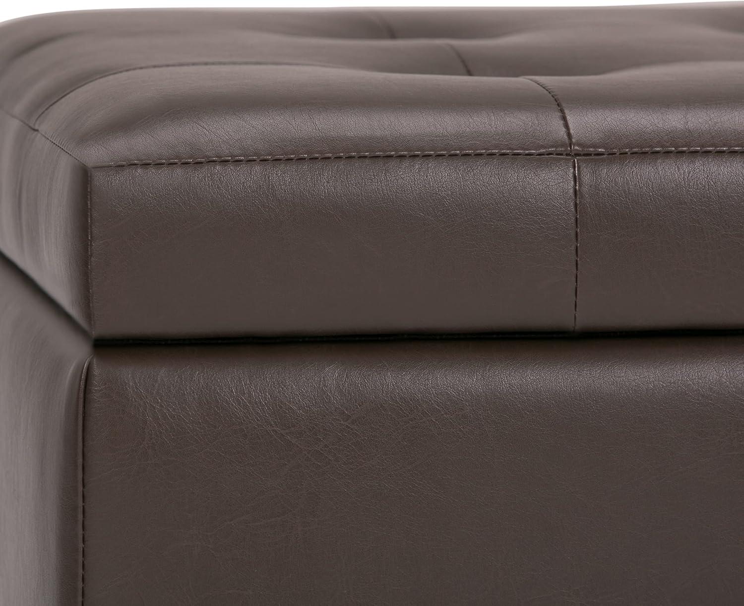 Cosmopolitan Chocolate Brown Tufted Faux Leather Storage Ottoman