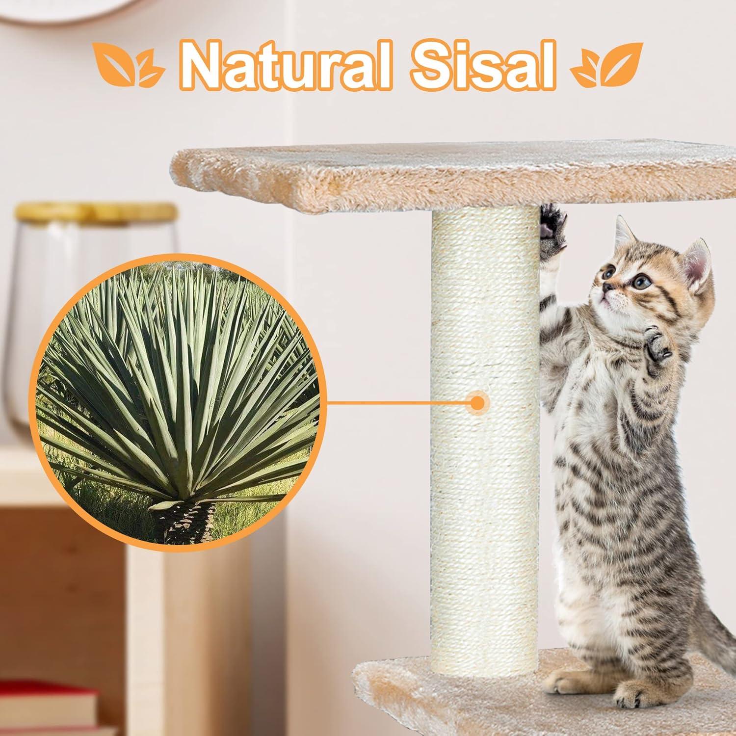 ZENY 36-in Cat Tree & Condo Scratching Post Tower, Beige