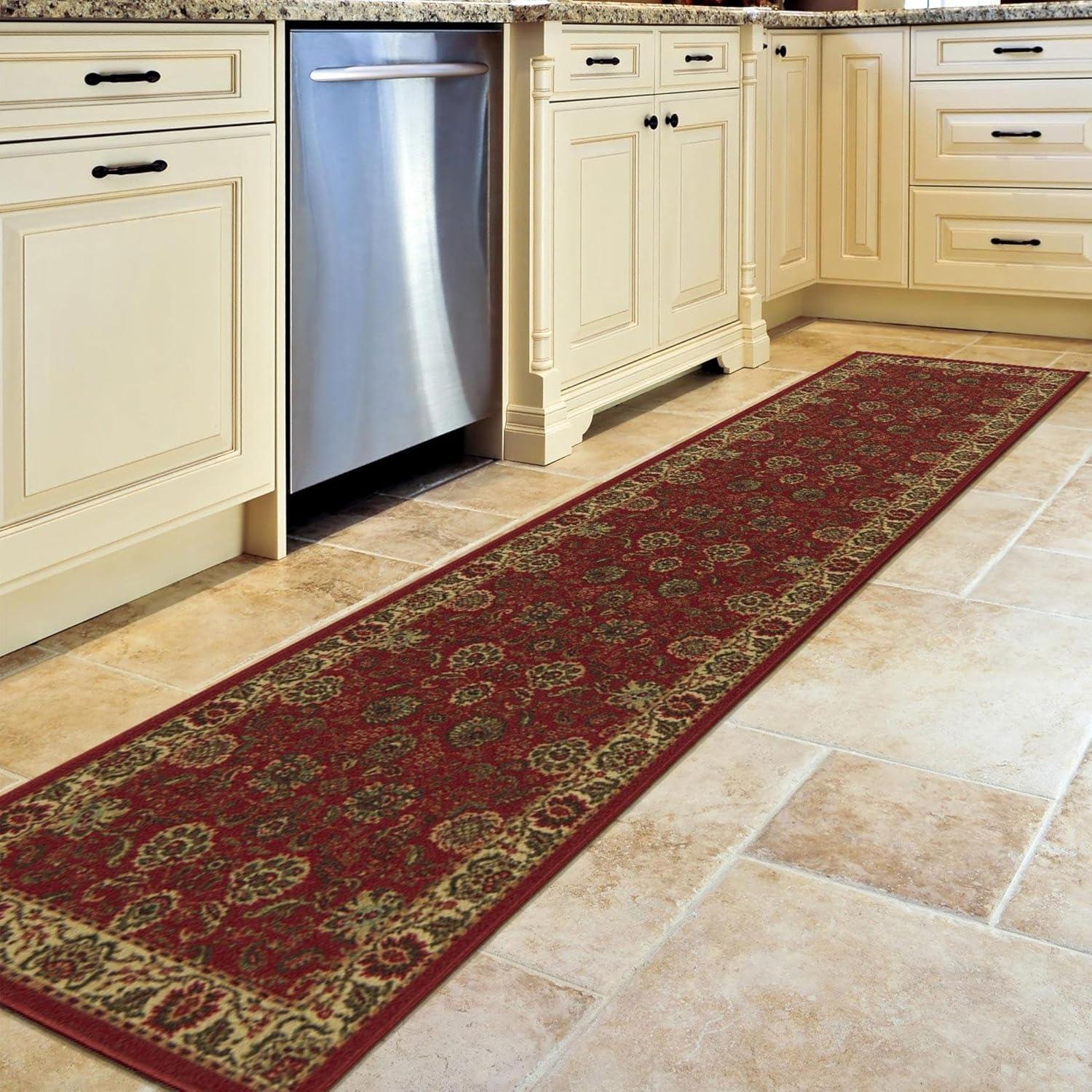 Ottohome Machine Washable Non-Slip Traditional Area Rug For Living Room, Hallway Runner, Entryway Rug