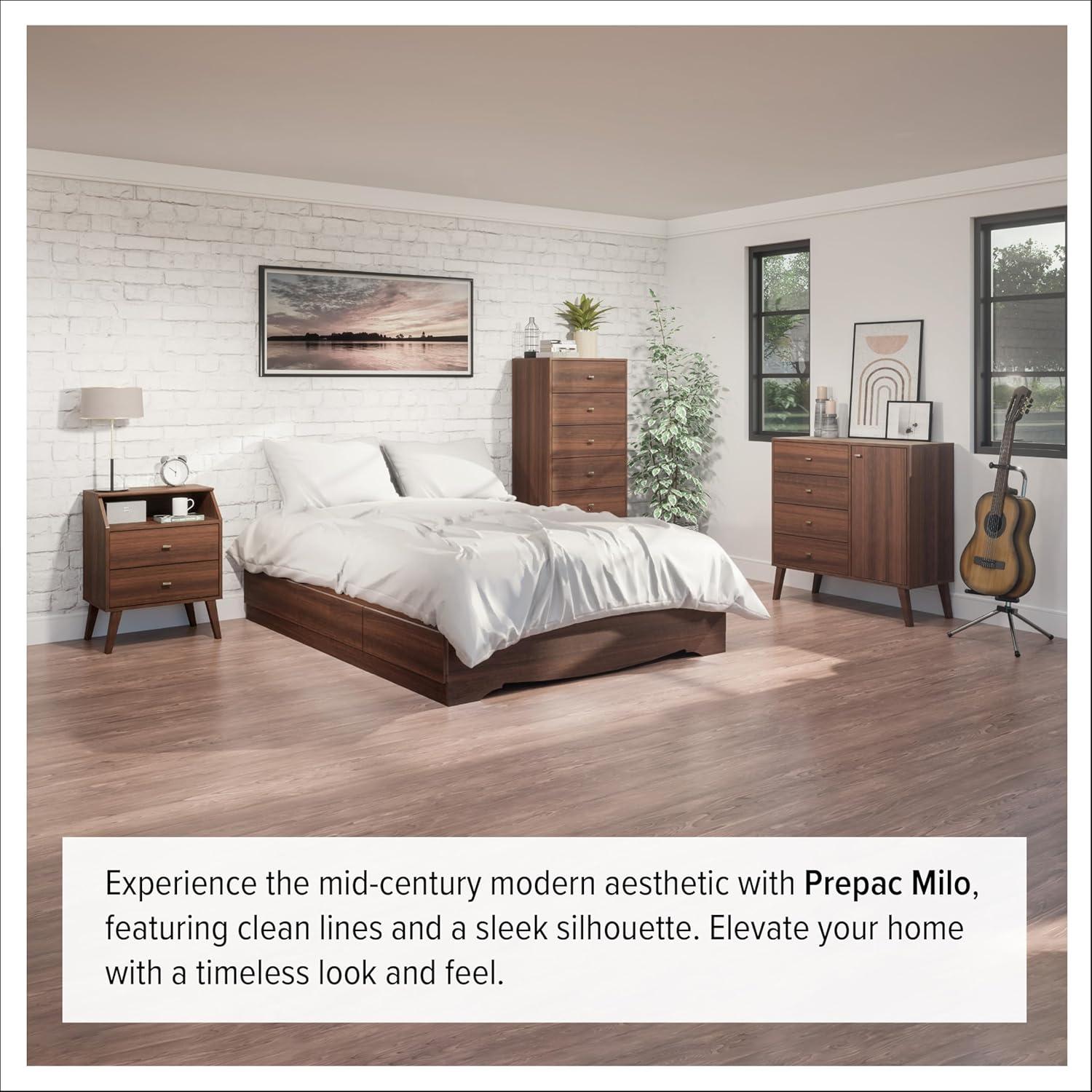 Milo Mid Century Modern 4 Drawer Chest Cherry - Prepac: Sleek Bedroom Storage Solution