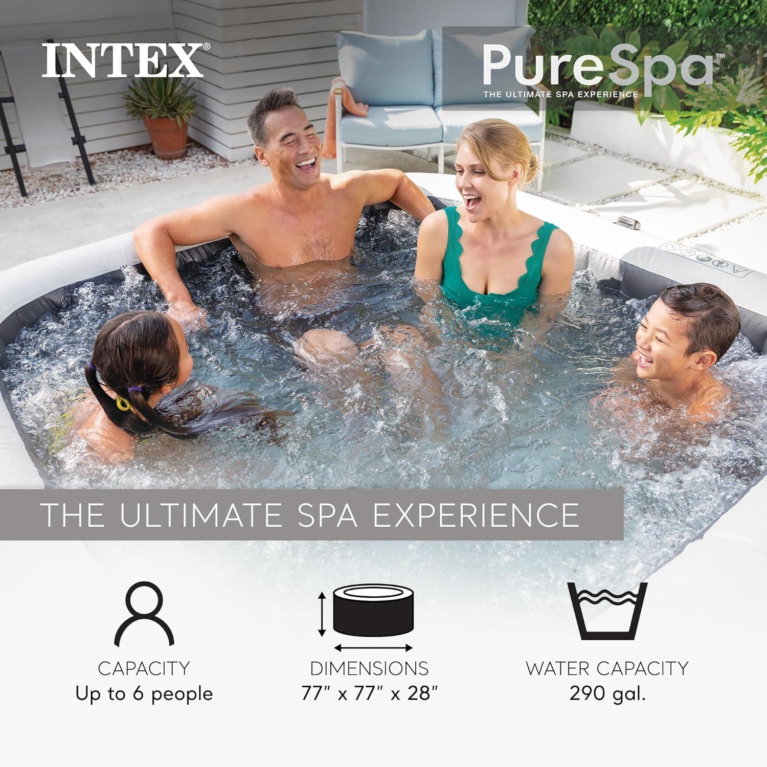 Intex Intex 120 Volt 6 Person - Person 140 - Jet Vinyl Square Inflatable Hot Tub in Gray