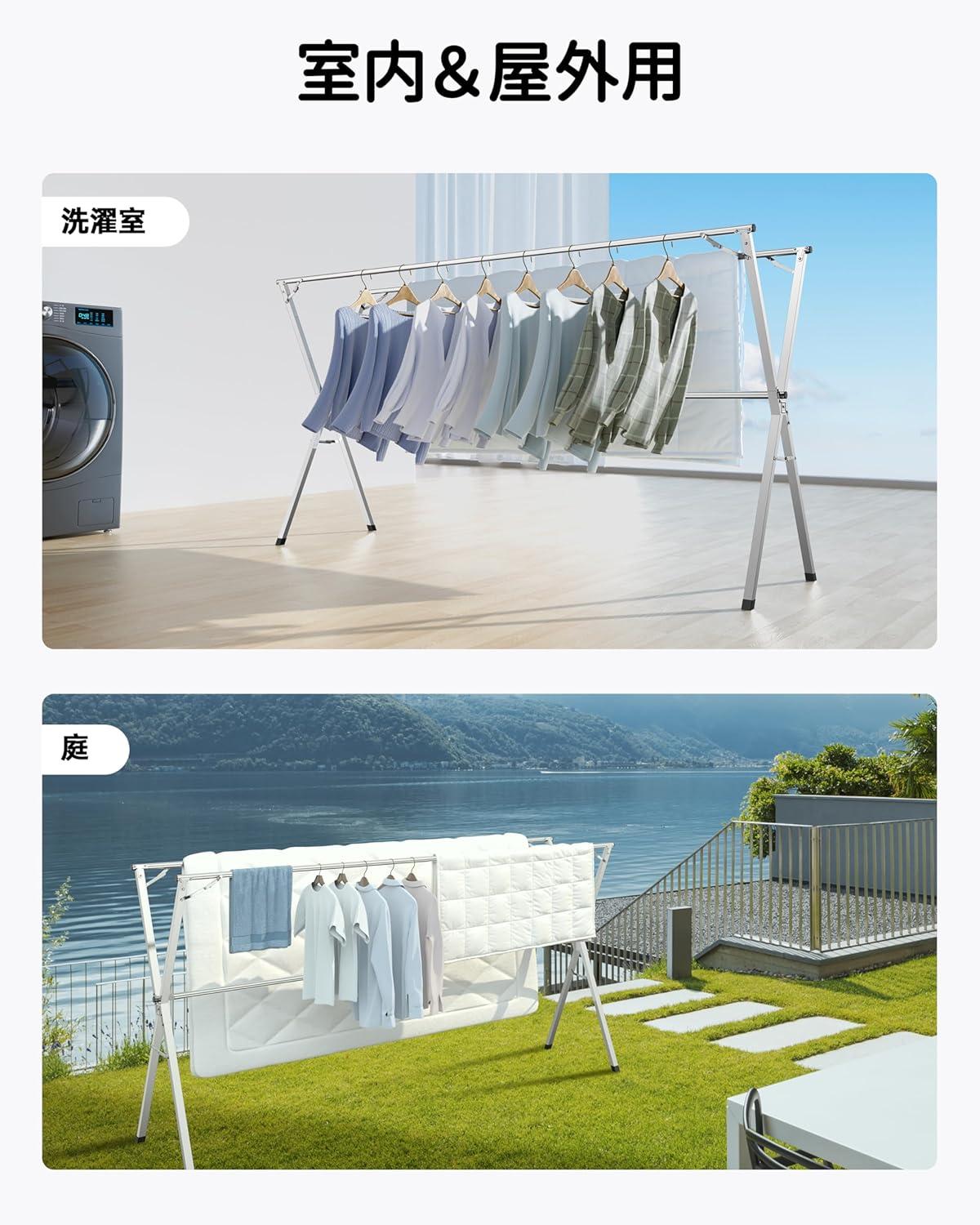 Laundry Drying Rack Wall Mounted Clothes Drying Rack Collapsible 31.5" Wide with 13.2 Linear Ft and 5 Aluminum Rods Drilling Template Long Screwdriver Bit 60 lbs Capacity White