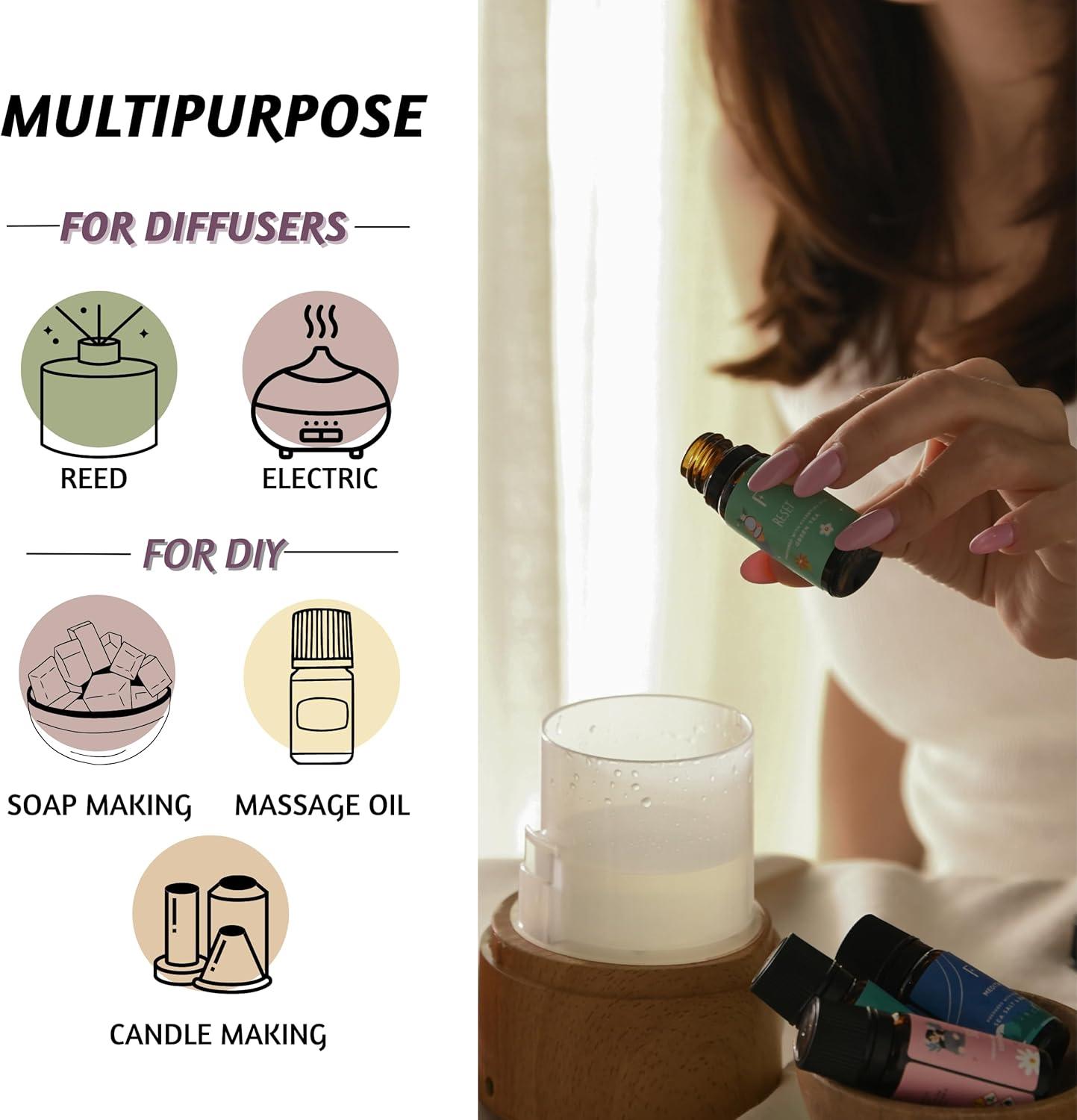 Folkulture Essential Oil Set | Essential Oils for Diffusers for Home - Set of 6 Diffuser Oils Scents for Home, Oil Diffuser Essential Oils Organic, Fragrance Oils - White Sage, Balsam Cedarwood