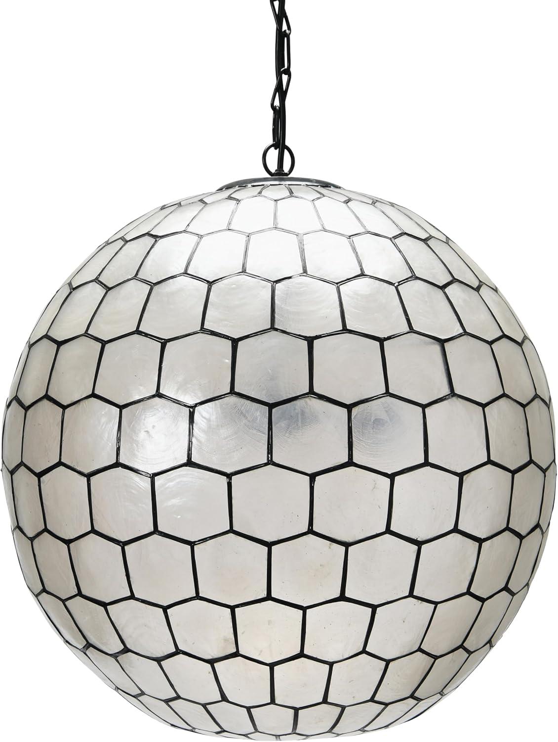 Storied Home 20"x19" Capiz Honeycomb Globe Pendant Light: ETL Listed, UL Certified, Metal Body