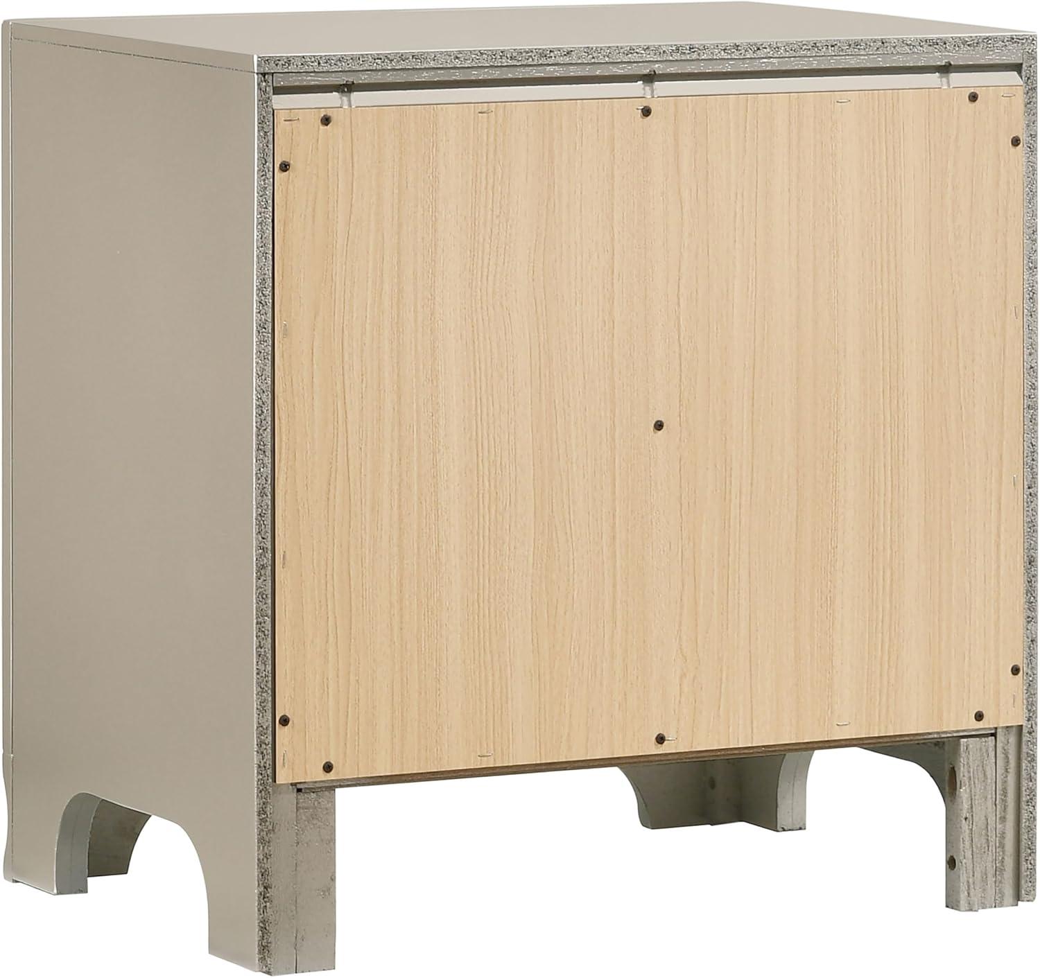 Salford 2-drawer Nightstand Metallic Sterling