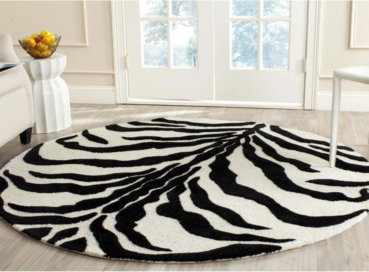 SAFAVIEH Cambridge Leah Animal Stripes Wool Area Rug, Ivory/Brown, 5' x 8'