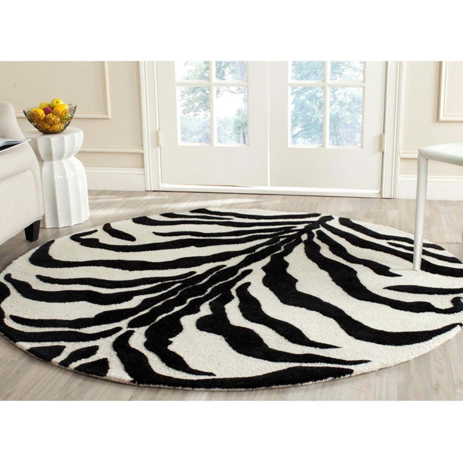 SAFAVIEH Cambridge Leah Animal Stripes Wool Area Rug, Ivory/Brown, 5' x 8'