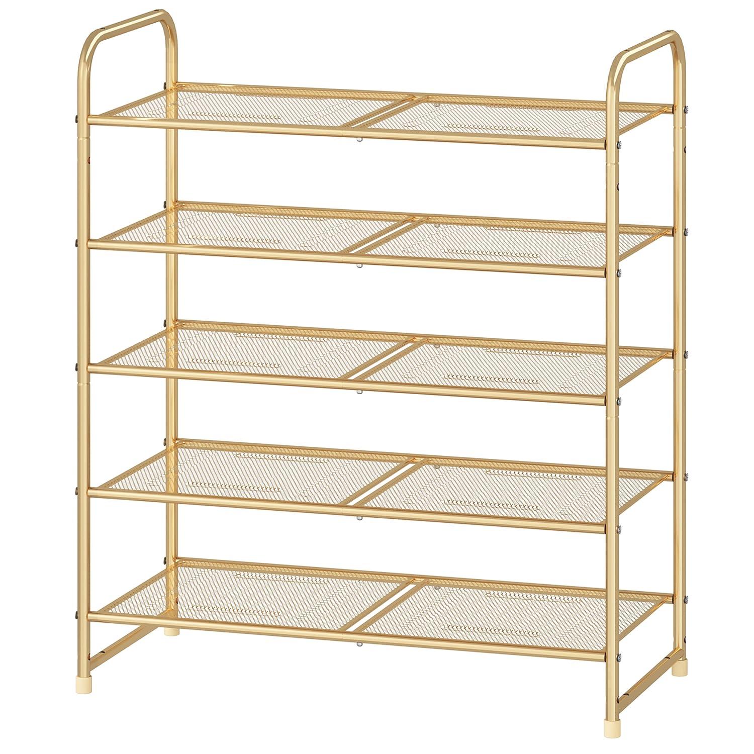 Rebrilliant 5-Tier Stackable Shoe Rack, Expandable & Adjustable Shoe Organizer Storage Shelf