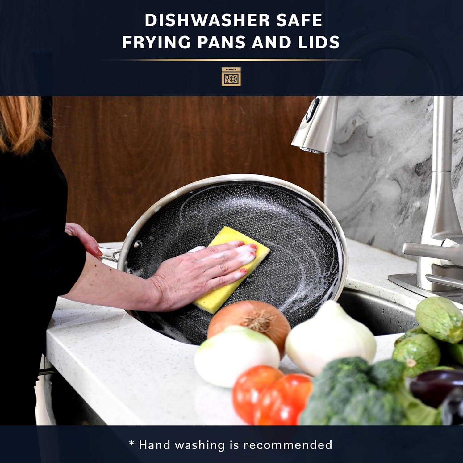 LuxeClad Non Stick Frying Pans - Frying Pans Nonstick - Nonstick Frying Pan - Stainless Steel Pan With Lid - Stainless Steel Frying Pan With Lid - Stainless Steel Skillet (Stainless Steel 12-Inch)