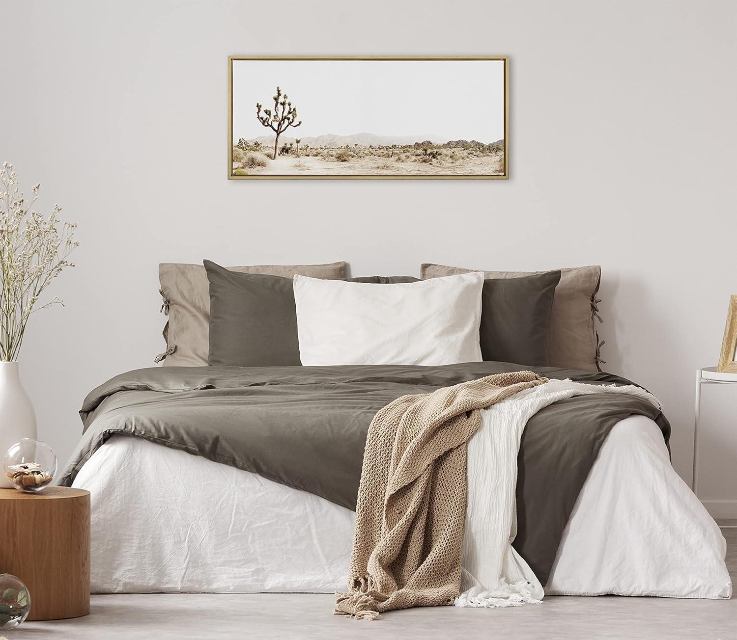 Kate and Laurel Sylvie Lone Joshua Tree Framed Canvas by Amy Peterson Art Studio, 18x40, Bright Gold