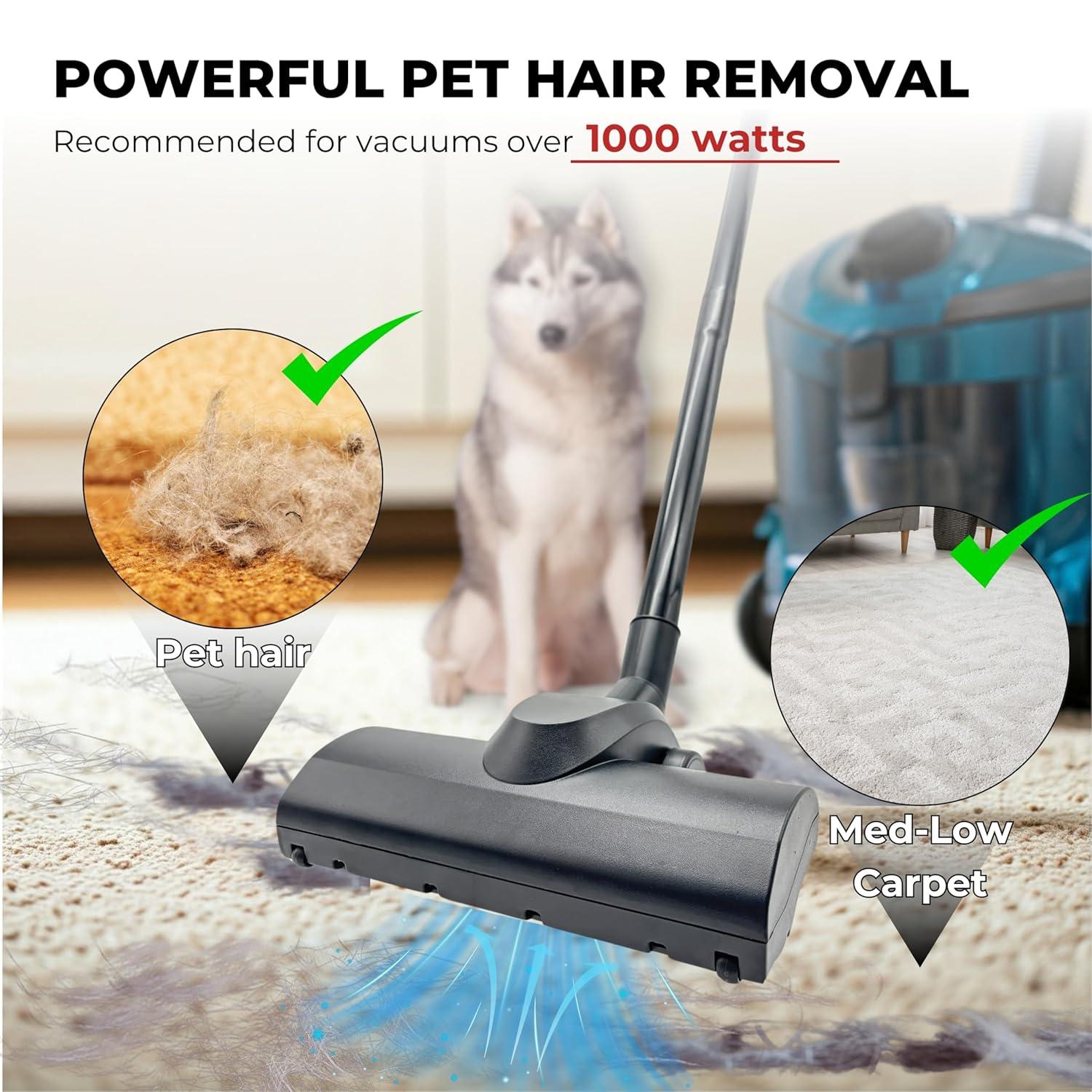 1.25'' Vacuum Turbo Brush Head for Small Shop Vac Accessories- Pet Hair Removal Vacuum Attachment - Work on Low Carpet, Wood Floor, Tile Floor